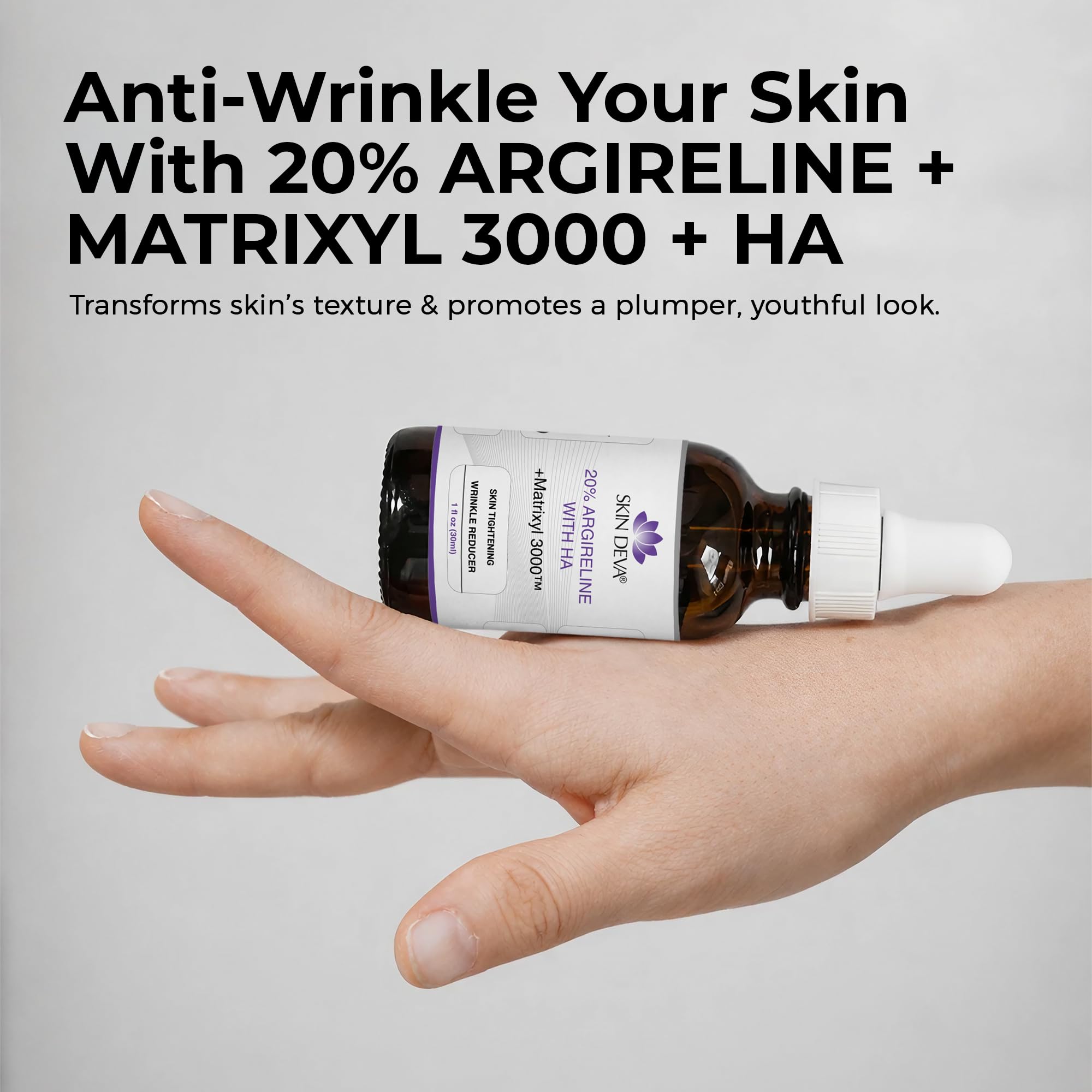SKIN DEVA 20% Argireline Serum with Matrixyl 3000 Pure Hyaluronic Acid Serum For Face Deep Wrinkle Reducer Anti Aging Tones Skin and Stimulates Collagen Peptides Serum For Face