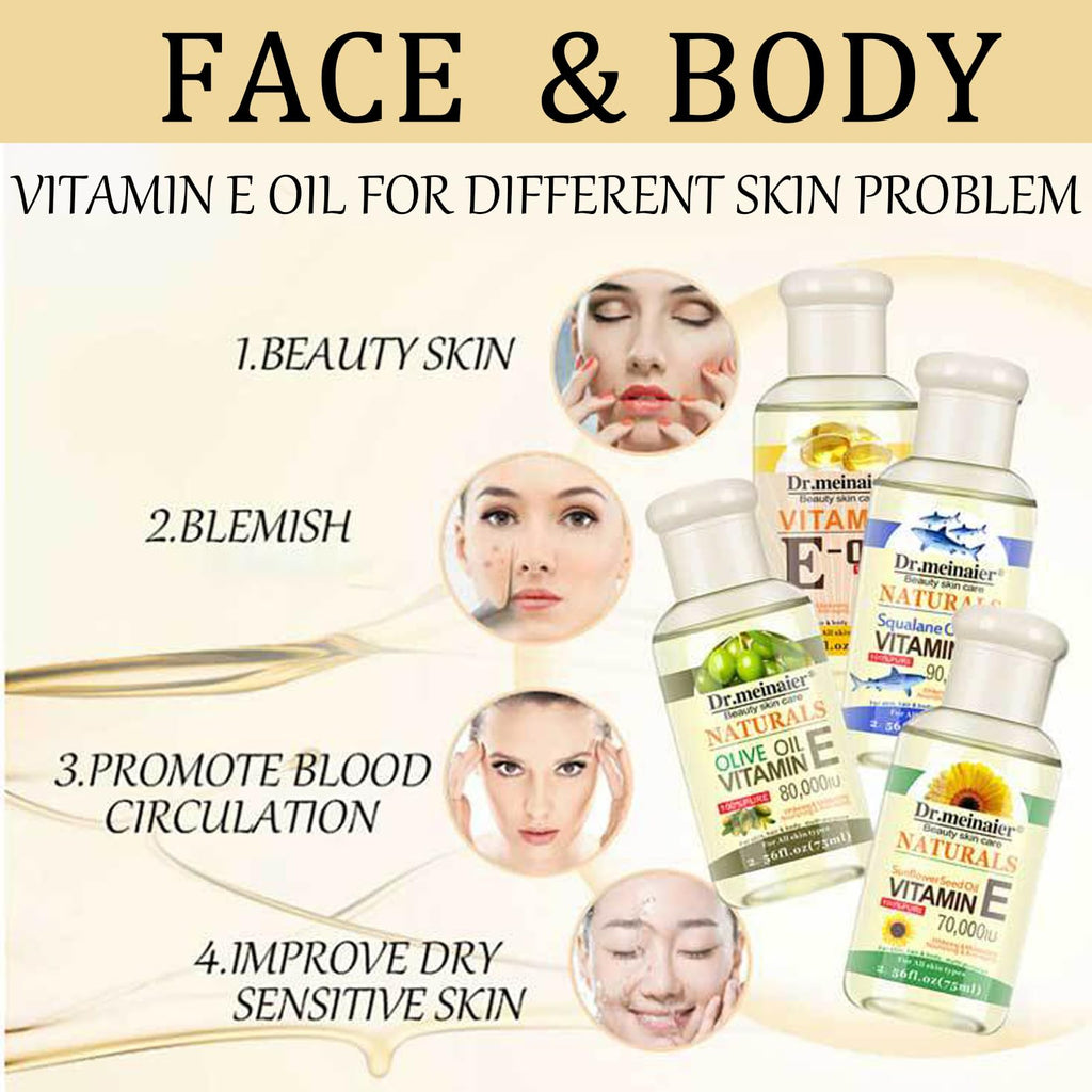 Vitamin E Skin Oil,2PCS Anti Aging Face Oil and Serum,Body Moisturizer,Face Massage Oil,Vitamin E Body Oil,Anti Acne & Relieve Itchy Skin,Hydrating Body Oil Moisturiser- Face & Body & Hair -75ML*2