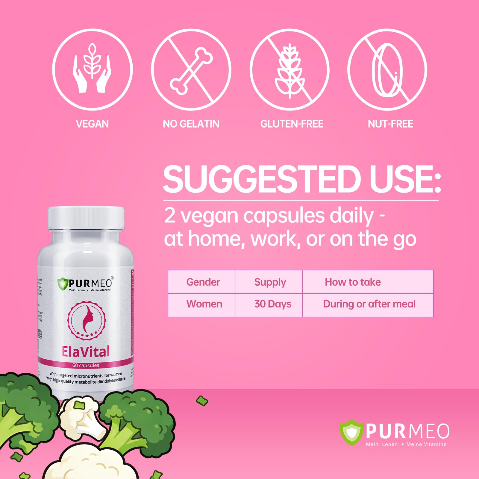 purmeo DIM Supplement for Women - Hormonal Balance Support for PMS, Mood, Bloating & Menopause Relief with Flaxseed, Vitamins & Herbal Extracts, Vegan, Non-GMO