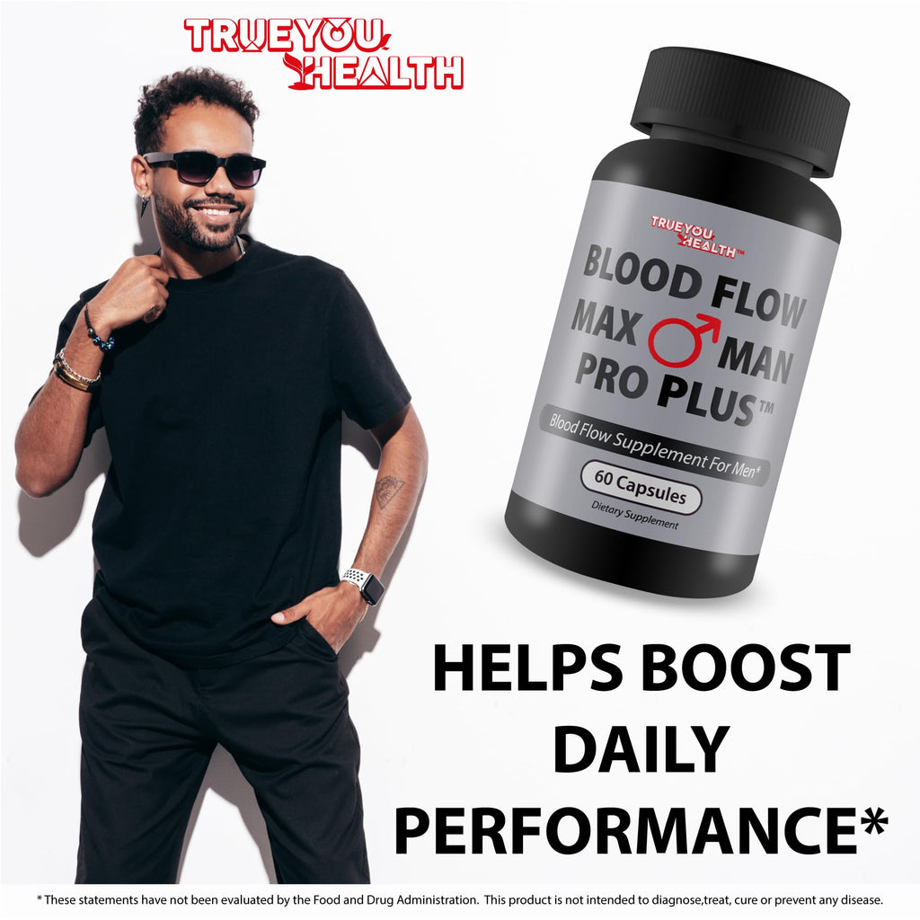 Blood Flow Max Man Pro Plus - Our Best Circulation Mens Blood Flow Supplement - Men Blood Flow Care - Healthy Blood Flow Support - Advanced Blood Flow Supplement Powder Capsules Best Blood Flow