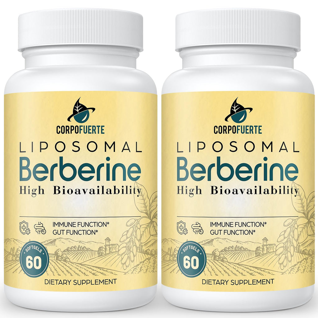 Corpofuerte Liposomal Berberine - Berberine Supplement Activates AMPK, Supports Body Balance in Women and Men -Support Immune Function, Gut Function, Non-GMO, Sugar-Free, 120 Softgels