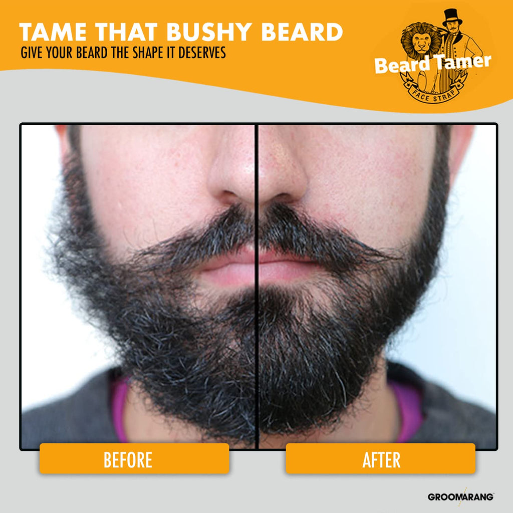 Beard Tamer Strap GROOMARANG Beard Shaper Face Strap - Prevent Bushy, Tangled, Itchy Beards and Keep Beard Oil Locked in - Black