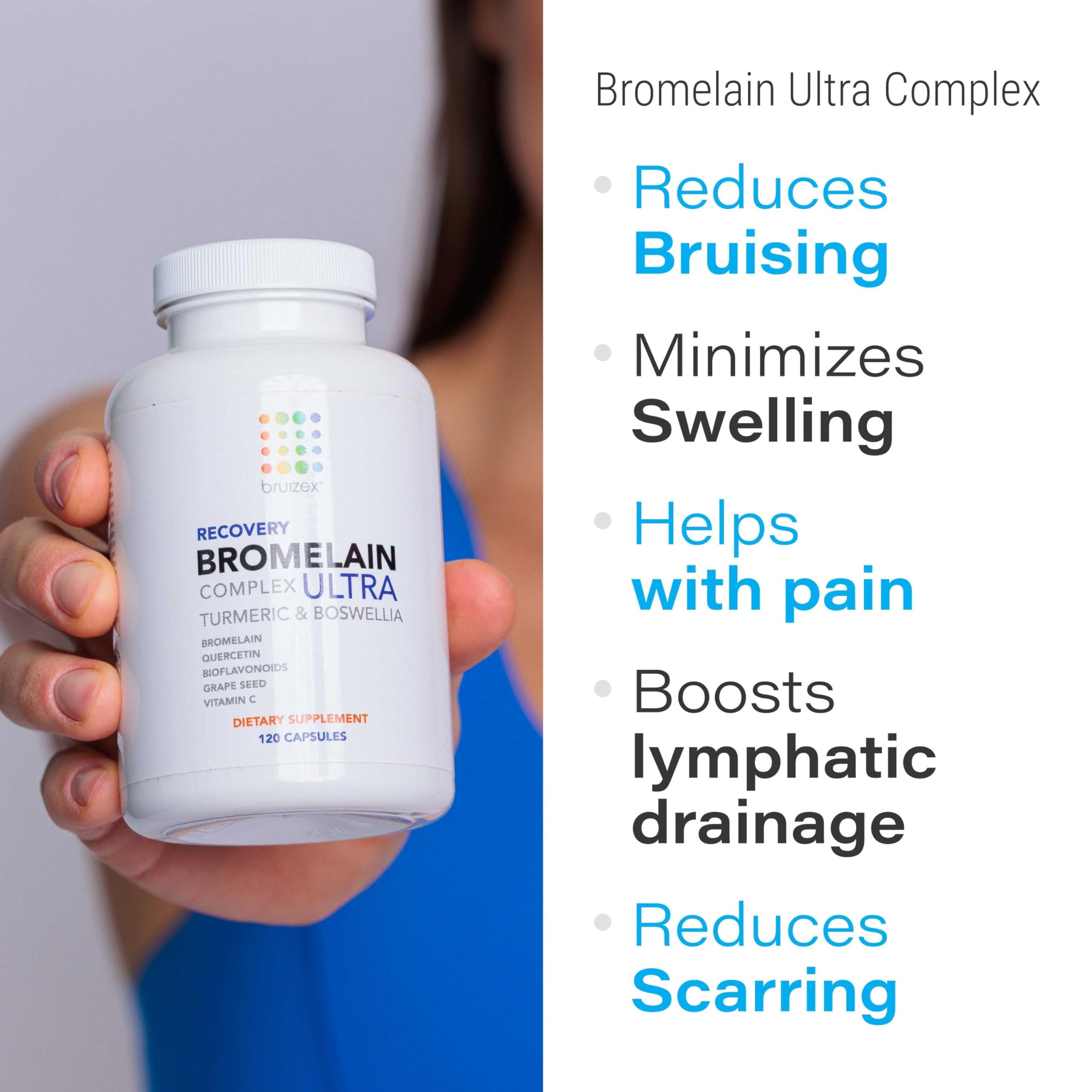 Bruizex Ultra Bromelain and Quercetin Bruising Relief Supplement, 120 Capsules | Bruised Skin, Trauma Recovery and Swelling Surgery Supplements | Contains Bromelain, Quercetin, Turmeric and Boswellia