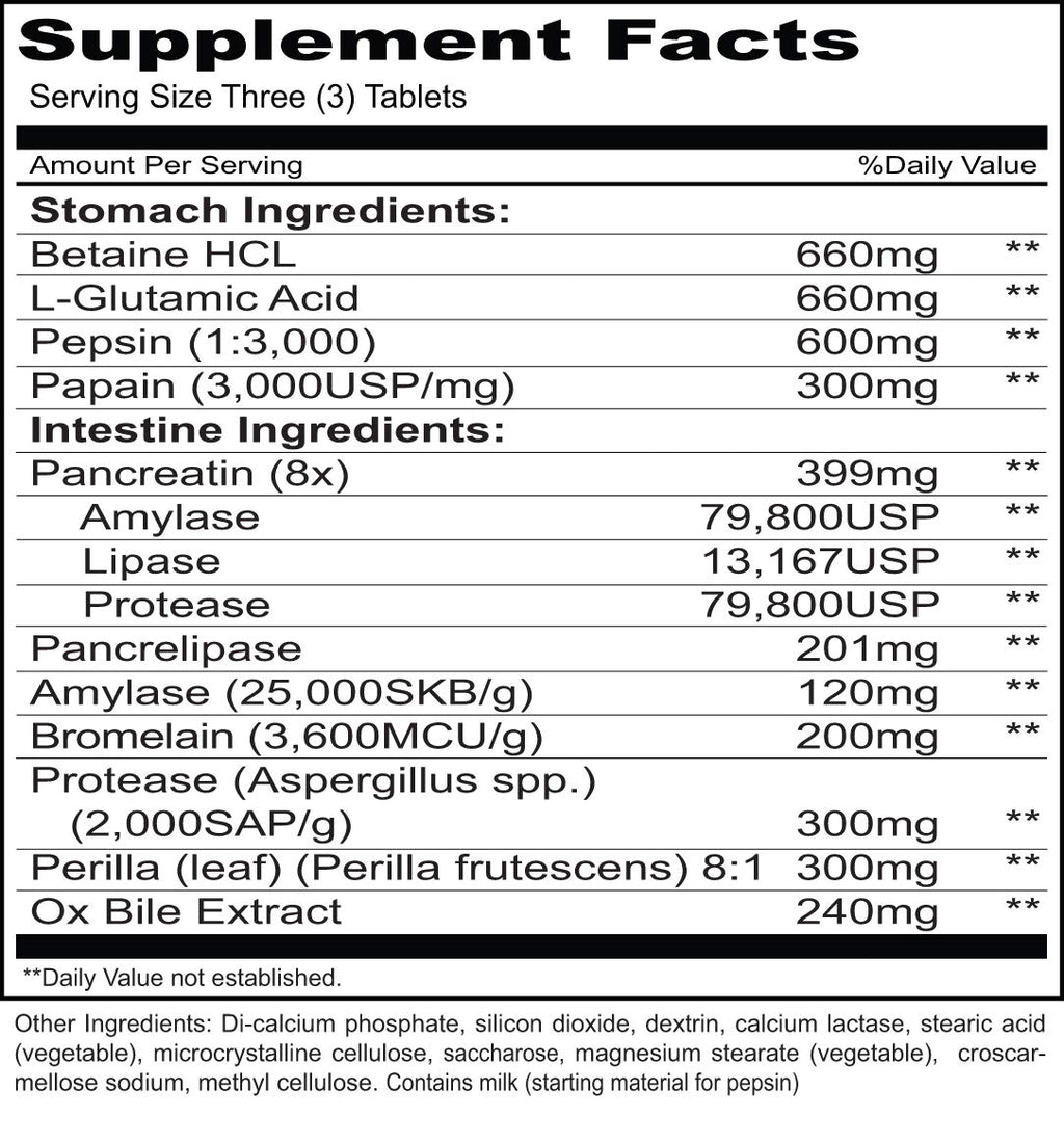 Priority One Vitamins Hypo Gest 120 Tablets - Mega Clinical dose of a Two Phase Formula that Provides enzymes to Maintain Healthy Digestion and intestinal Enzyme Activity.*