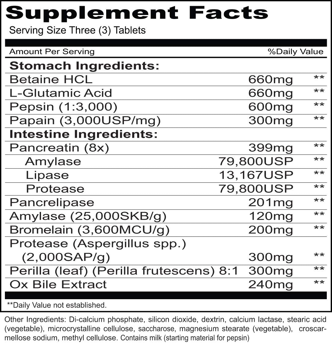 Priority One Vitamins Hypo Gest 120 Tablets - Mega Clinical dose of a Two Phase Formula that Provides enzymes to Maintain Healthy Digestion and intestinal Enzyme Activity.*