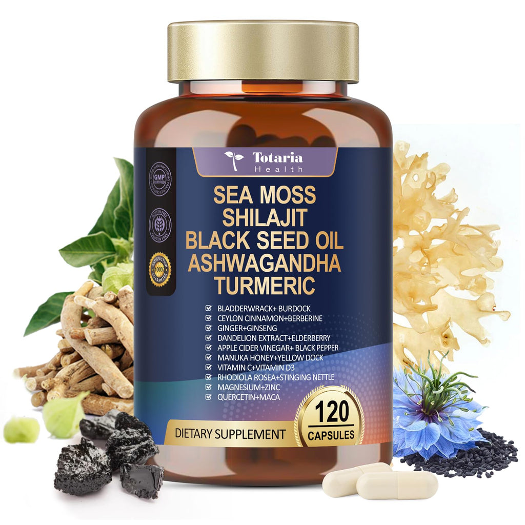 Totaria 25-in-1 Sea Moss Capsules, 120 Capsules per Bottle, 2 Bottles
