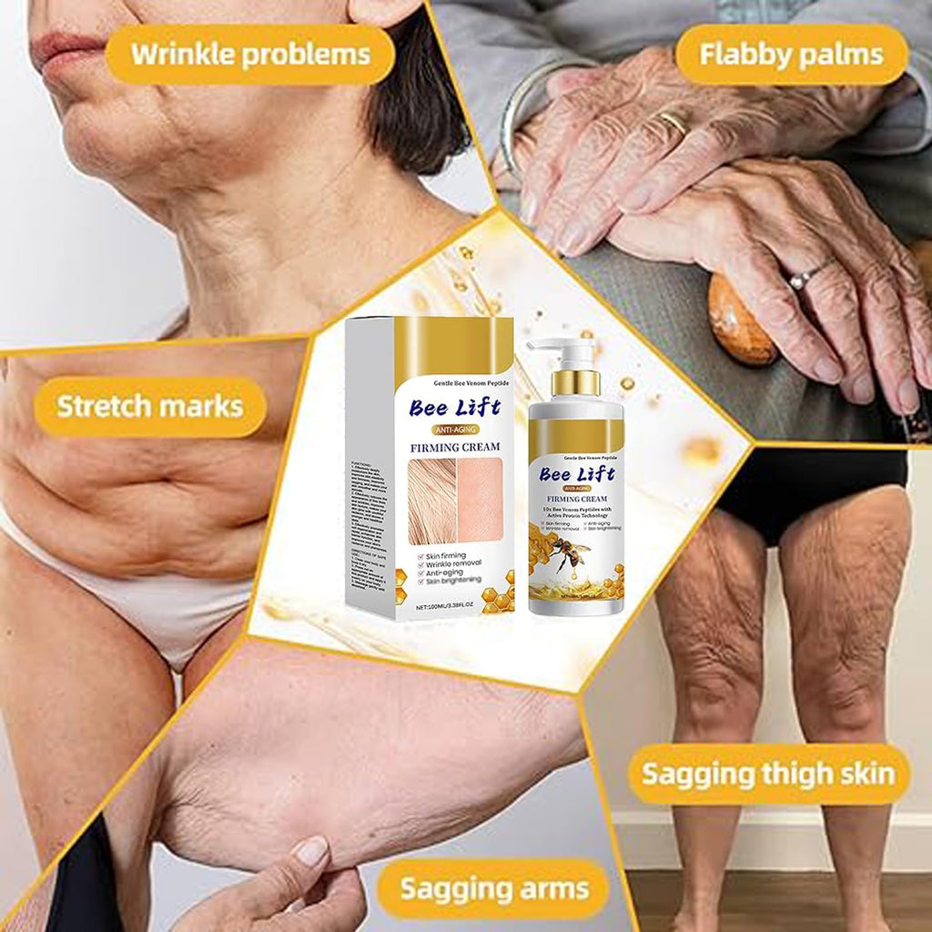 EHAUTO BeeLift Anti-Aging Firming Cream, 2025 New Professional Bee Venom Skin Firming Wrinkle Reducing Cream, 24-Hour Moisturizing Body Paste, Restore Elasticity for All Skin Types (1pcs)