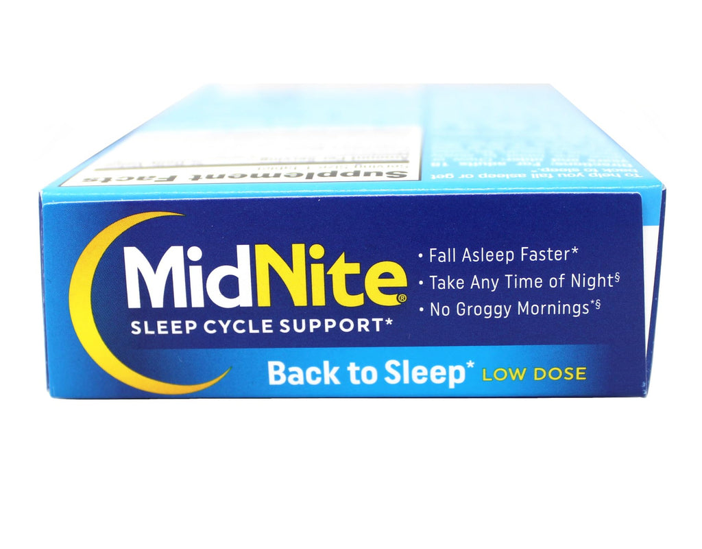 MidNite Sleep Cycle Support Back to Sleep Low Dose Melatonin & Herbal Blend, Cherry Flavor, 30 Quick Melt Tablets (Pack of 4)