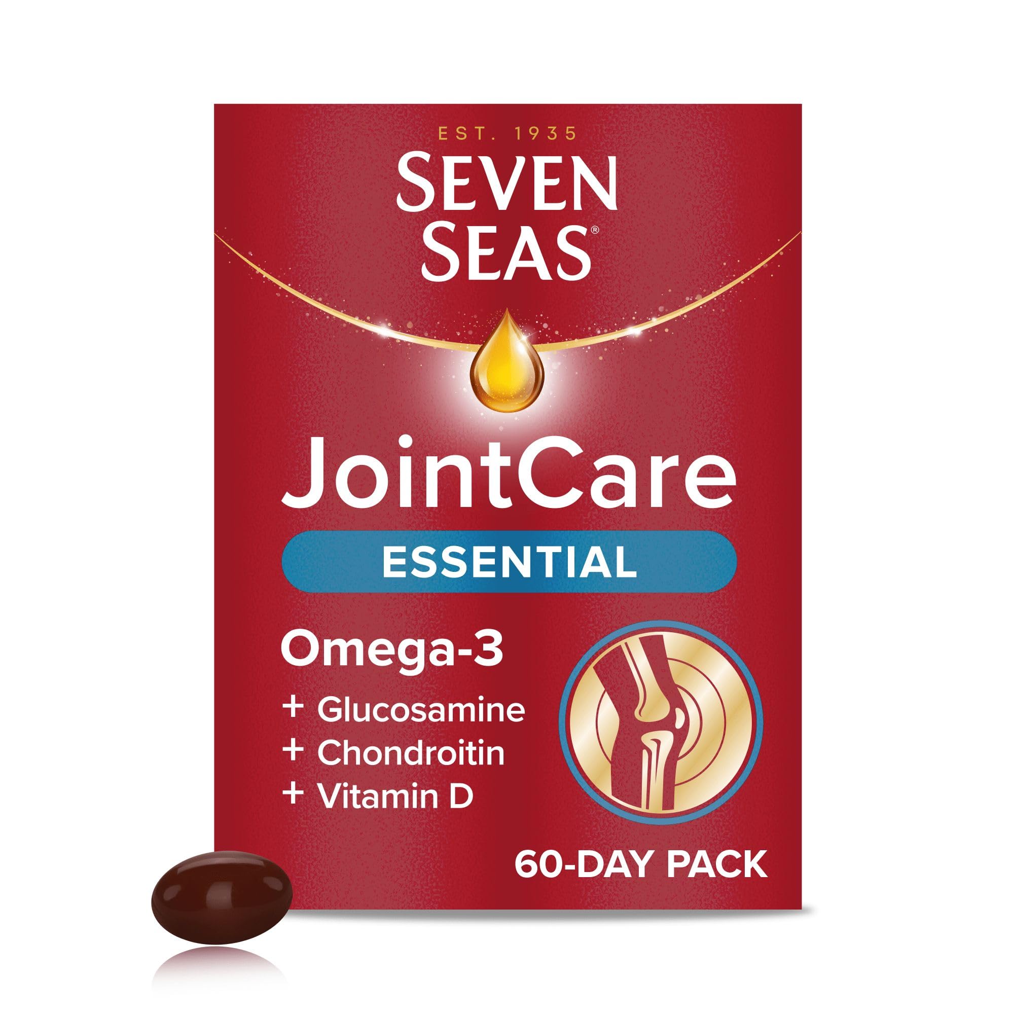Seven Seas JointCare Essential, with Omega-3, Glucosamine, Chondroitin, Vitamins C and D, Manganese and Zinc, Food Supplements, 60-Day Pack
