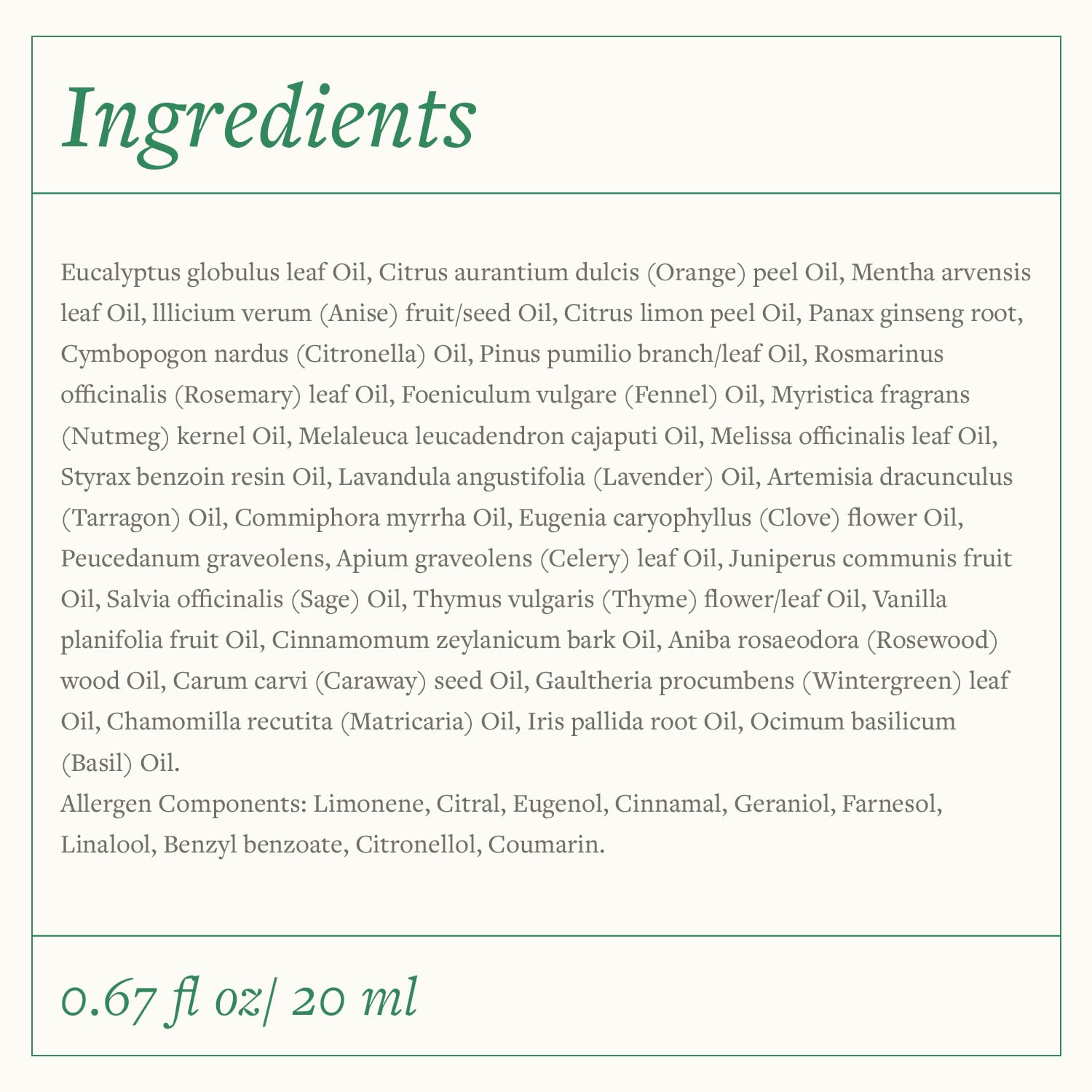 Swiss Just - Oil 31-20ml Bottle - Essential Oil Blend - Ideal for Massage, Bath, and Aromatherapy