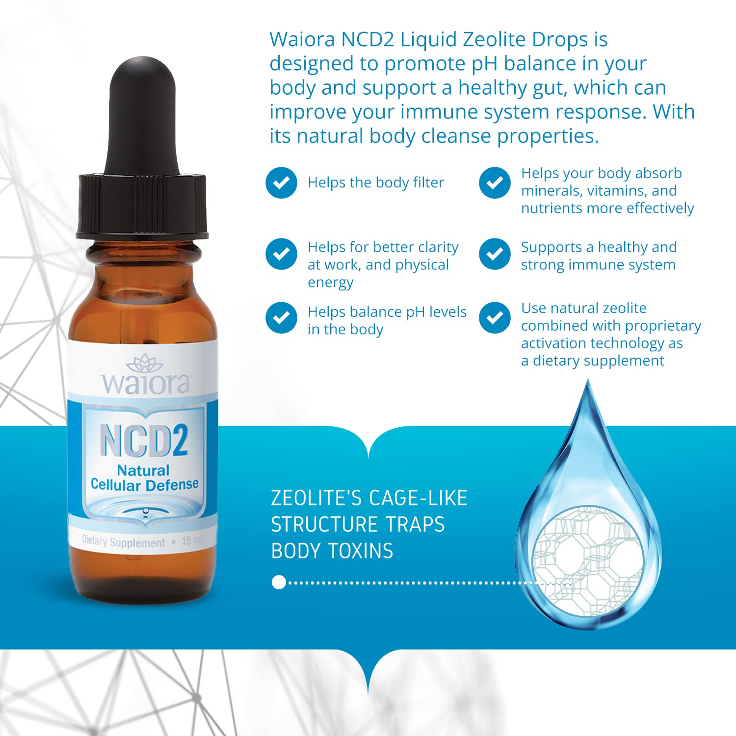 Waiora NCD2 Liquid Mineral Supplement, Advanced Cellular Support Formula, Daily Digestive & Detox, Immune, pH Balance, Cleansing; Easy-to-Use Drops (Three .5 oz Bottles, 270 serv)