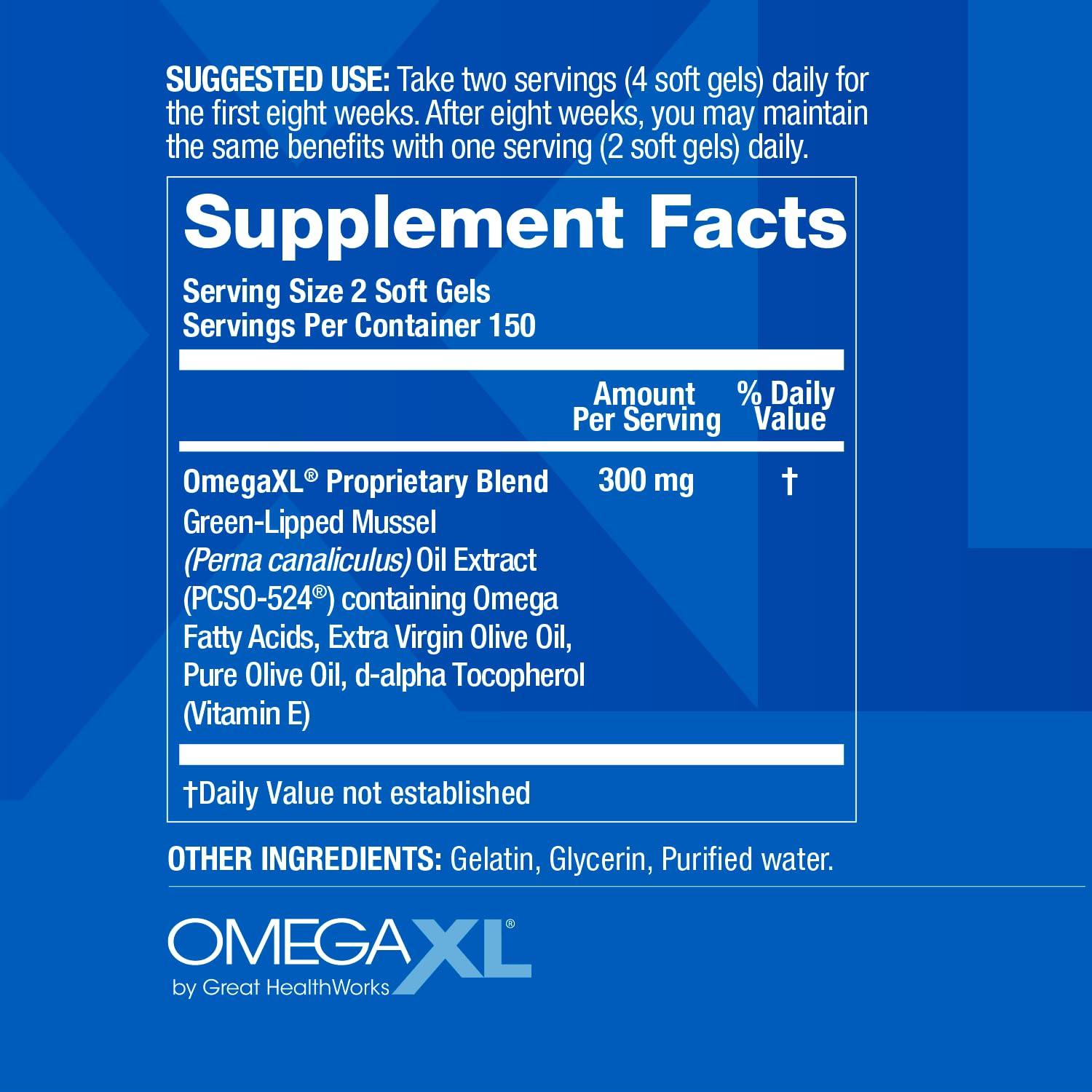 OmegaXL Joint Support Supplement - Natural Muscle Support, Green Lipped Mussel Oil, Soft Gel Pills, Drug-Free, 300 Count