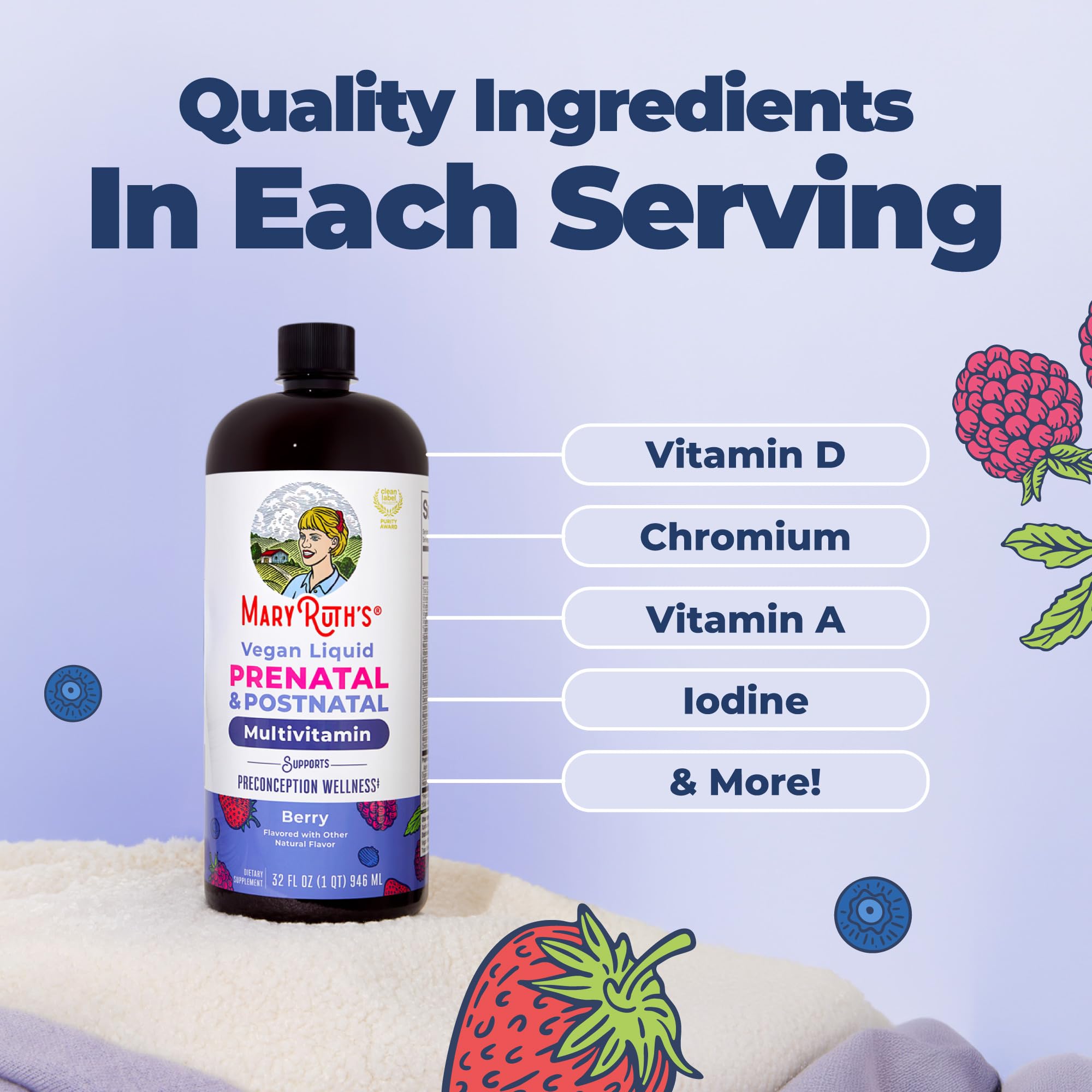 MARYRUTH'S Postnatal & Prenatal Liquid Multivitamin for Women | Selenium | Folate | Healthy Fetal Development | Prenatal Vitamins | Vegan | Non-GMO | Sugar Free | Gluten Free | 32 oz