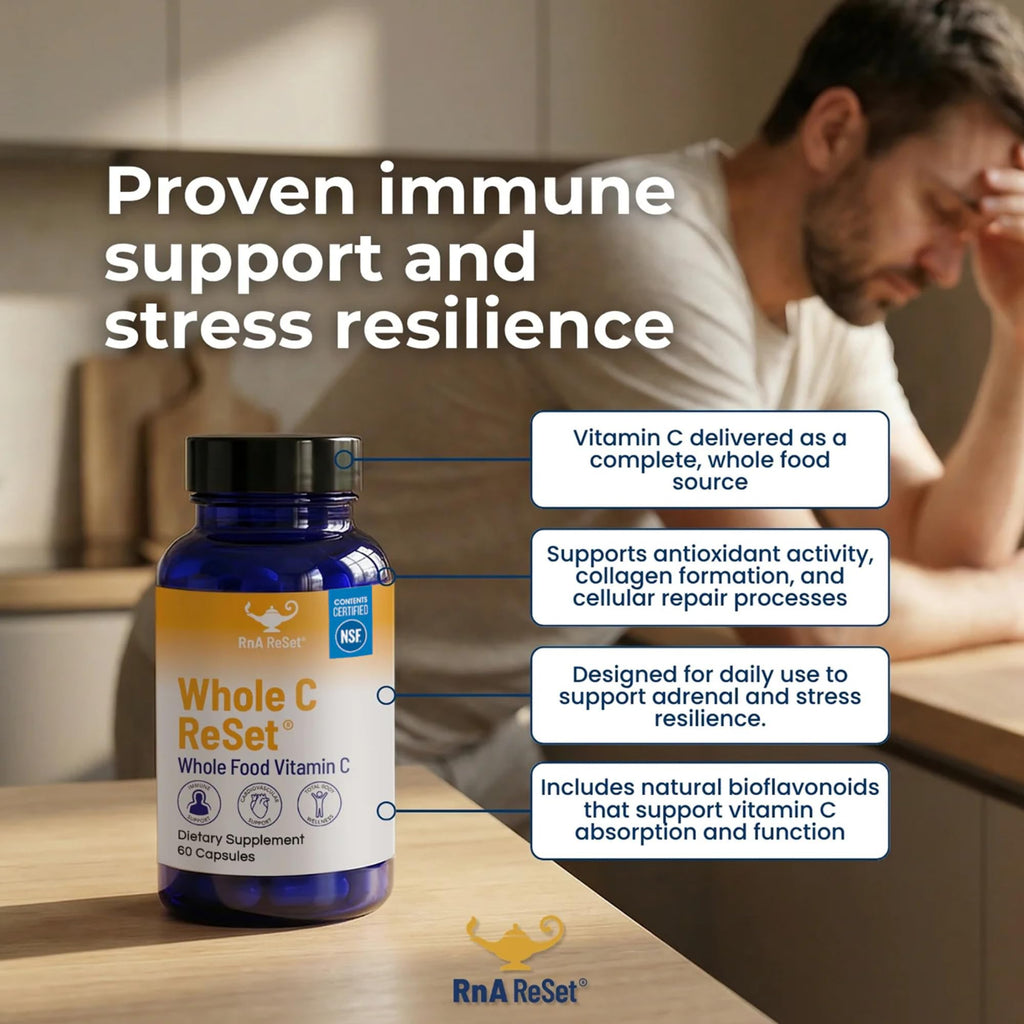 RnA ReSet Whole C Reset – Vita-C Fruit Blend with Bioflavonoids & Polyphenols, Organic Vitamin C Complex, Immune Support, NSF Contents Certified (60 Capsules)