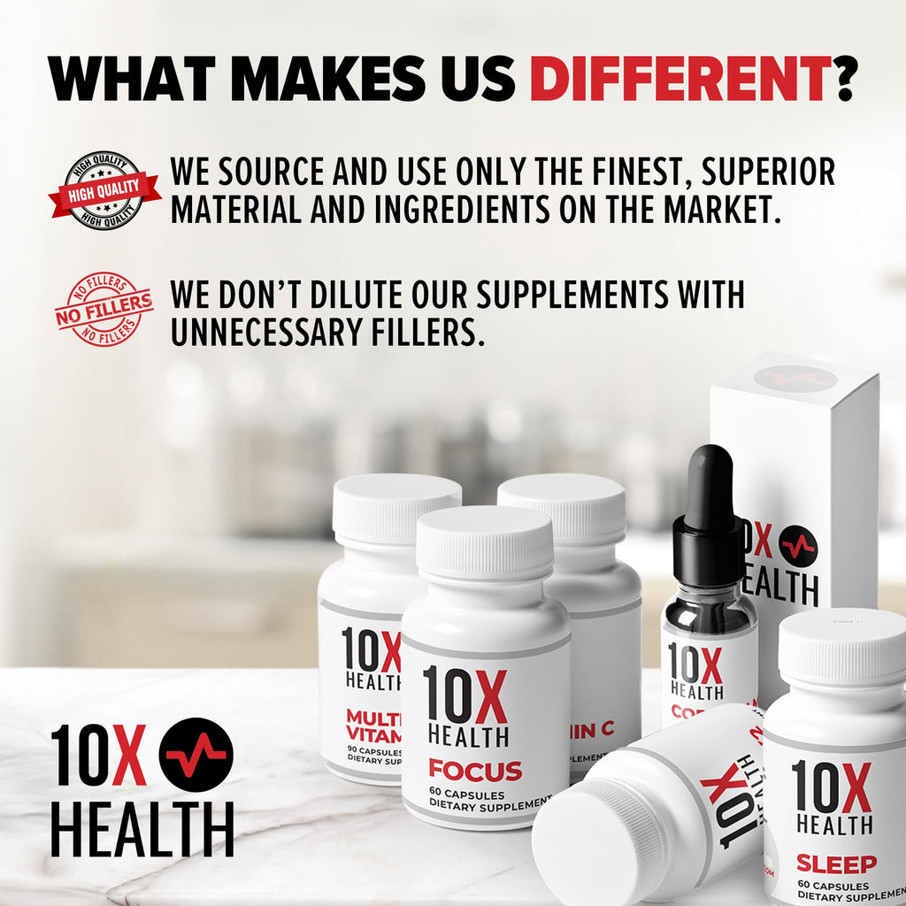 10X Health Zinc Supplements - Contains Zinc 30mg for DNA & Protein Synthesis, Overall Wellness & Immune Support Supplement - Highly Absorbable Vitamins (60 Capsules)