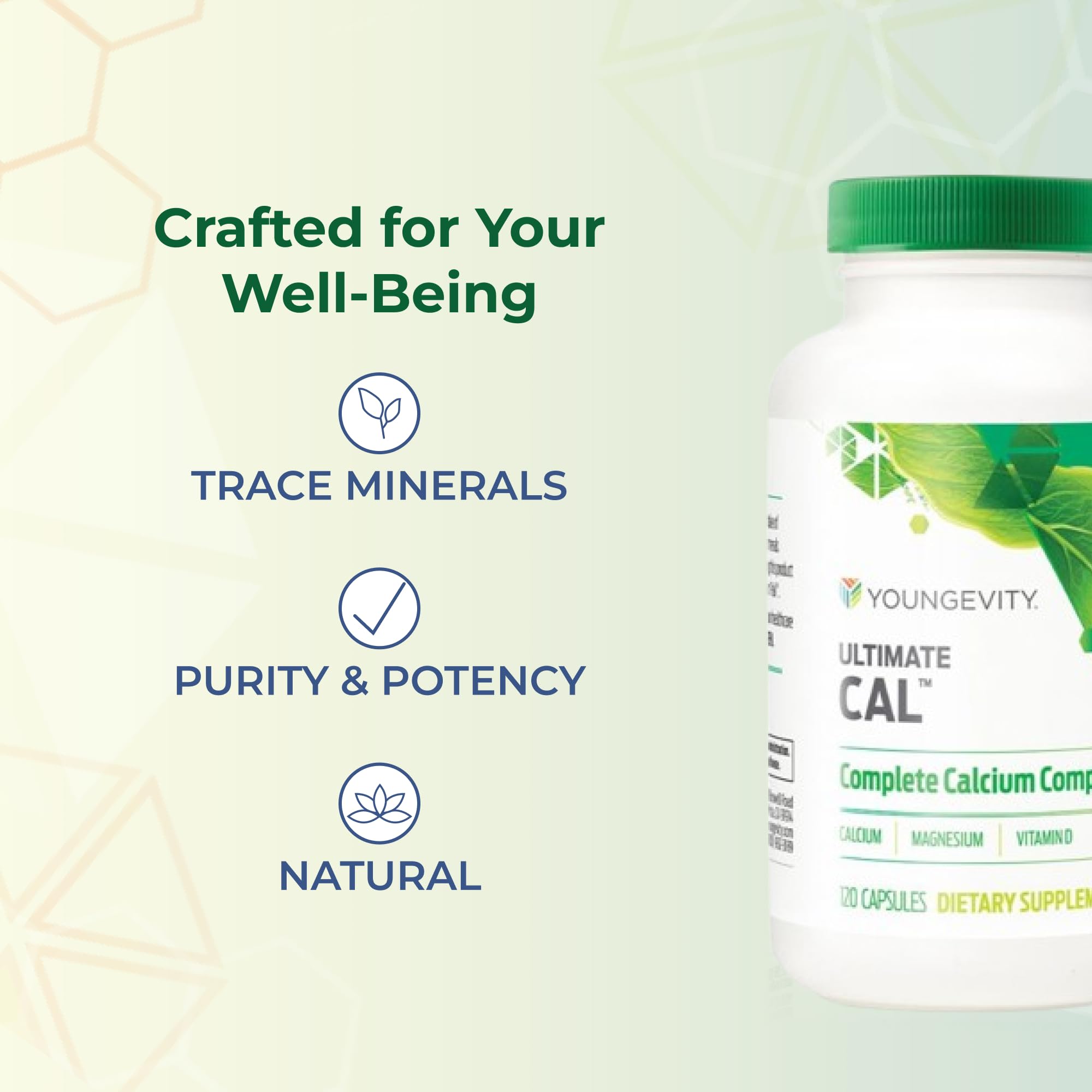Youngevity Ultimate Cal - Calcium Magnesium Bone Health Supplement with D-3, Zinc, Potassium, Boron - Highly Absorbable - Immune and Bone, Ligament Support - 120 Capsules (Pack of 1)