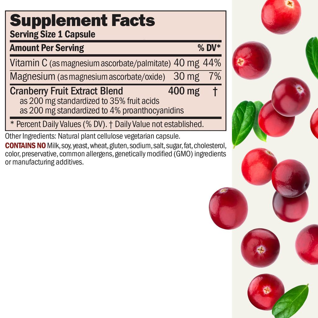 ANDREW LESSMAN Cranberry Benefits - 180 Capsules - Supports Bladder, Kidney and Urinary Tract Health. High Potency Standardized Extracts of Cranberry Fruit, Small Easy to Swallow Capsules