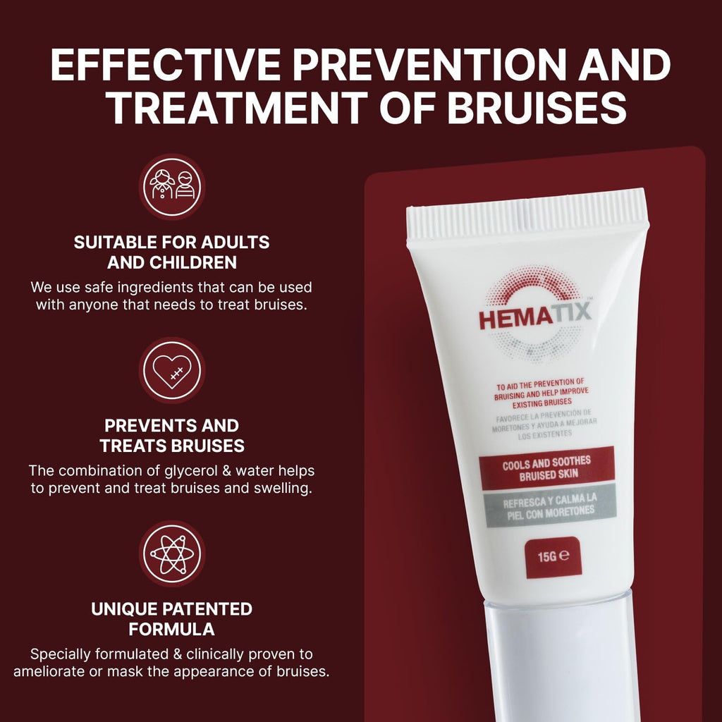 HEMATIX Bruise Cream - 15g - Clinically Proven Advanced Healing Formula with Glycerol and menthol for Bruise Prevention - High Strength Natural Anti Bruise Treatment Balm Gel for Healing