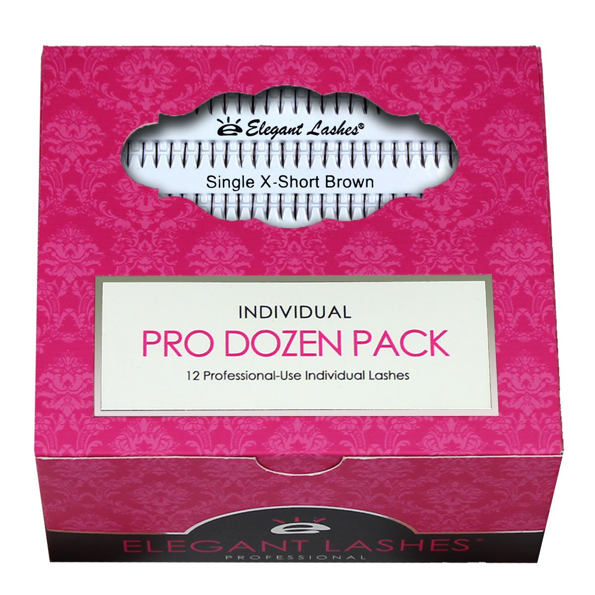 Elegant Lashes Individual Single X-Short Brown Lashes (Pro Dozen Pack - 12 Trays)