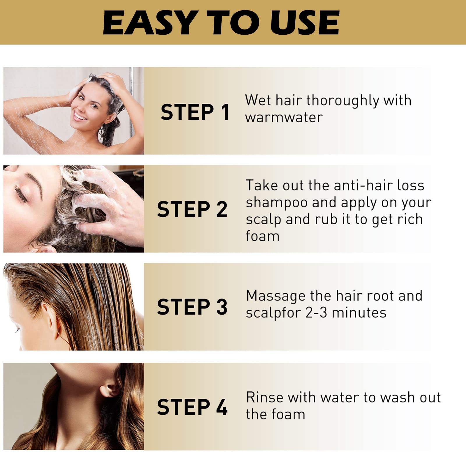 Natural Organic Ginger Shampoo Promotes Hair Growth, Anti-dandruff & Anti-itching for Hair Loss Women & Men (1pcs)