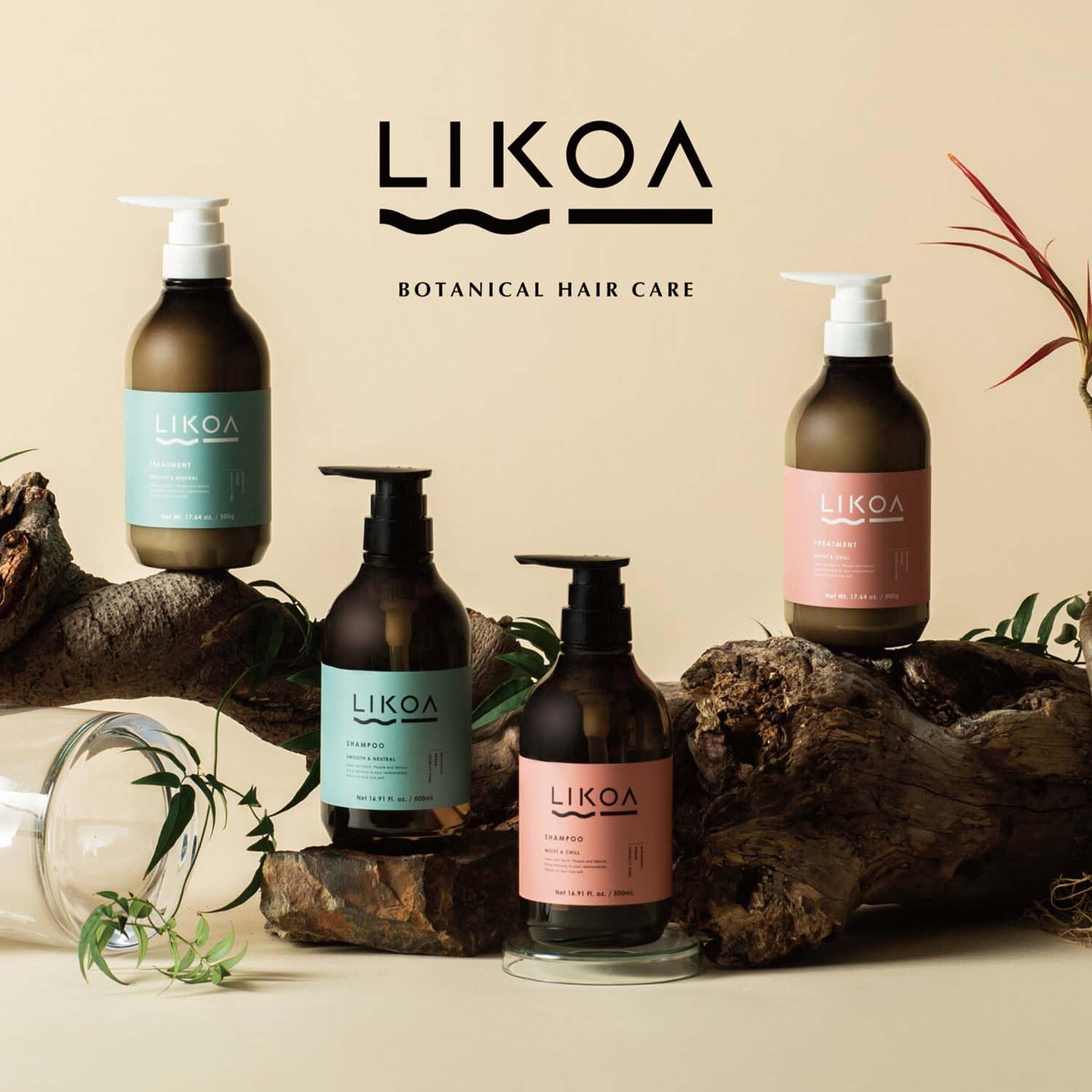 LIKOA, Moist and Chill Hydrating Shampoo, Vegan, Halal, for Damaged and Frizzy Hair, Botanical Hair Care, Oriental Floral Scent, Made in Japan, 500mL, 16.9 Fl oz