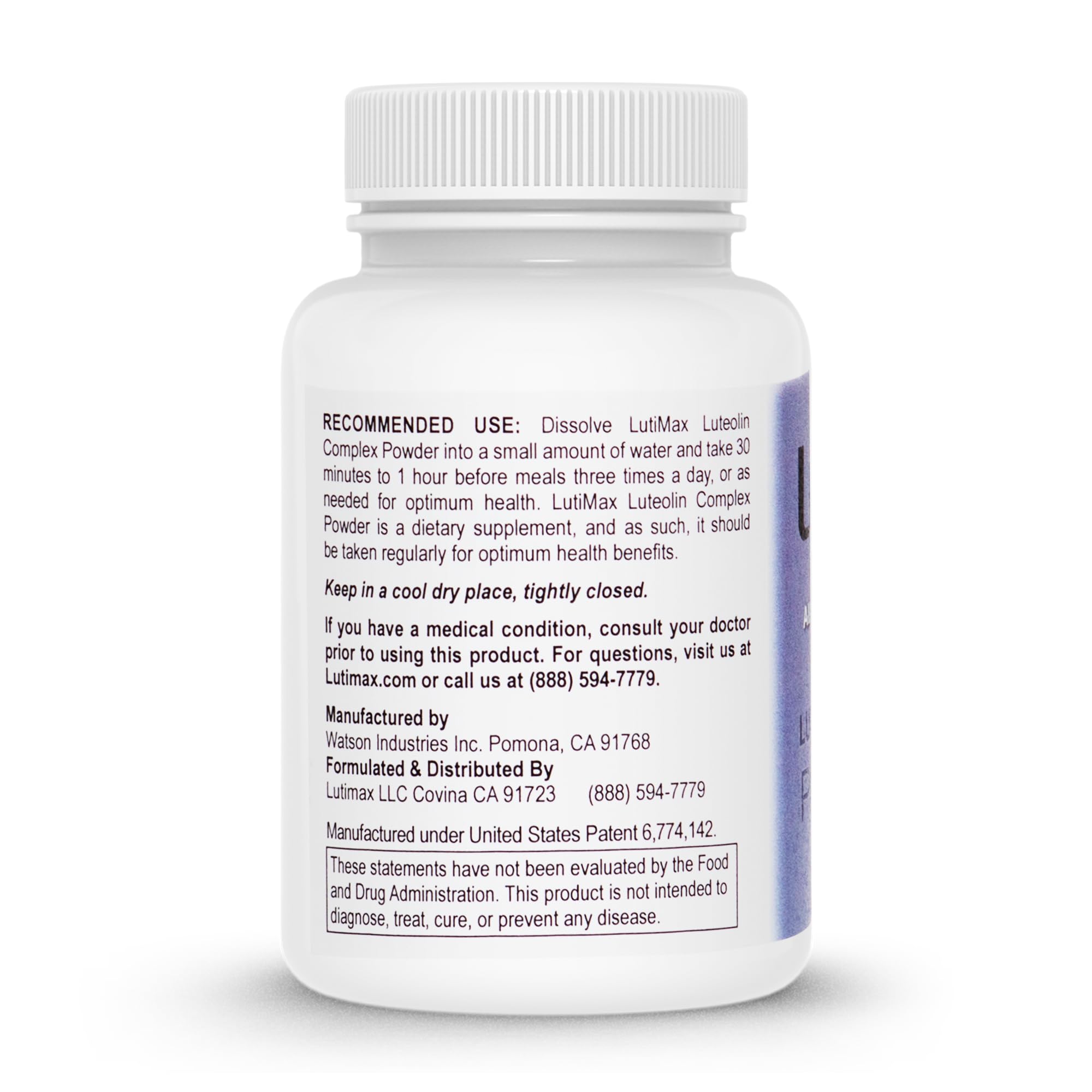 Lutimax Luteolin Complex Powder Brain Supplement with Rutin - Nootropic Brain Supplements for Memory and Focus to Improve Brain Health - Antioxidant Supplement for Immune Support - 100 Servings Solo