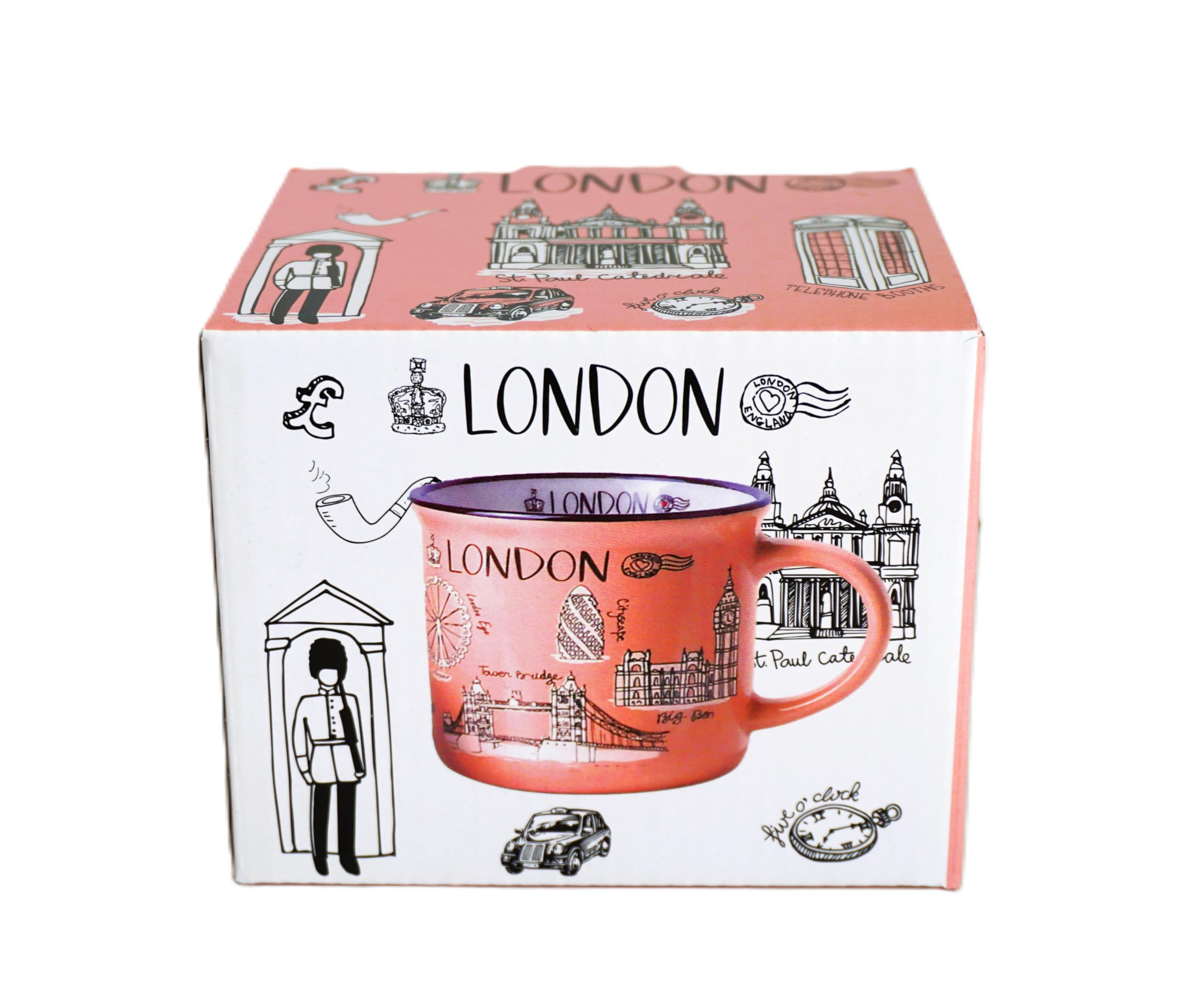 London Elegance Coffee/Tea Cup Souvenir Iconic Cityscape Design Home Kitchen Office, Decorative Gift Box - UK England London Souvenir