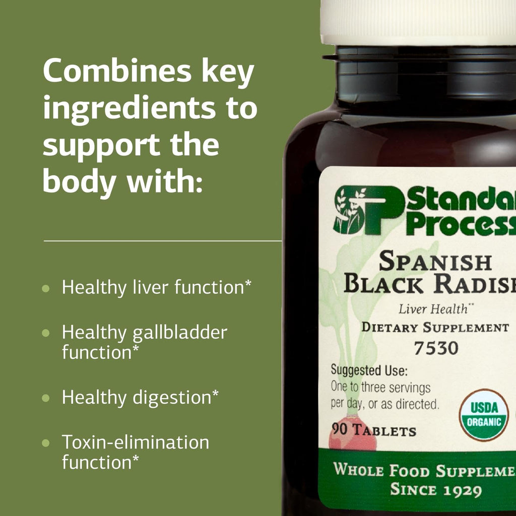 Standard Process Spanish Black Radish - Liver Health Dietary Supplement - Gallbladder Health & Digestion Cleanse Support - Gluten-Free, Non-Dairy & Non-Soy - 90 Tablets