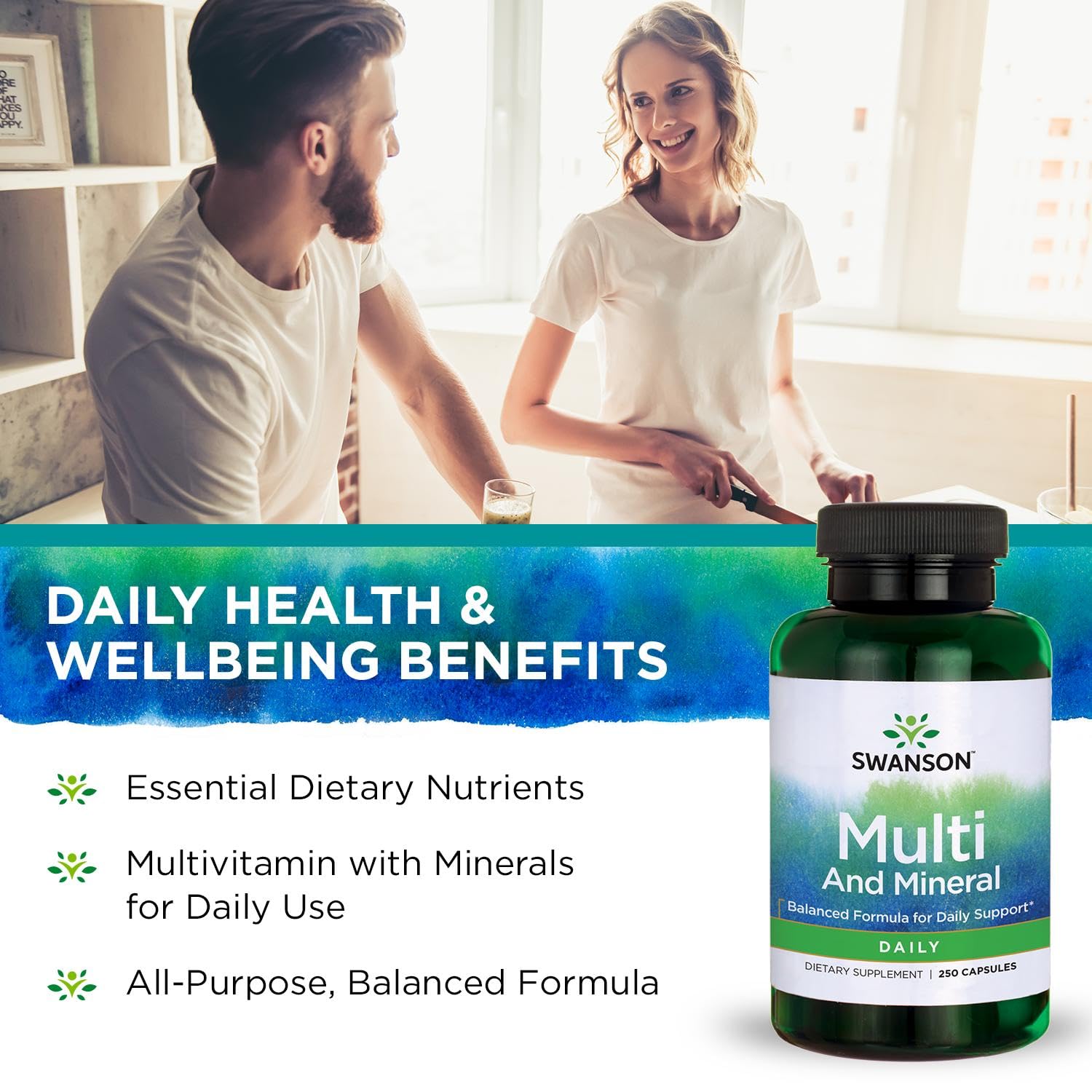 Swanson Multi and Mineral Daily Men's Women's Multivitamin Multimineral Health Supplement 250 Capsules (Caps)