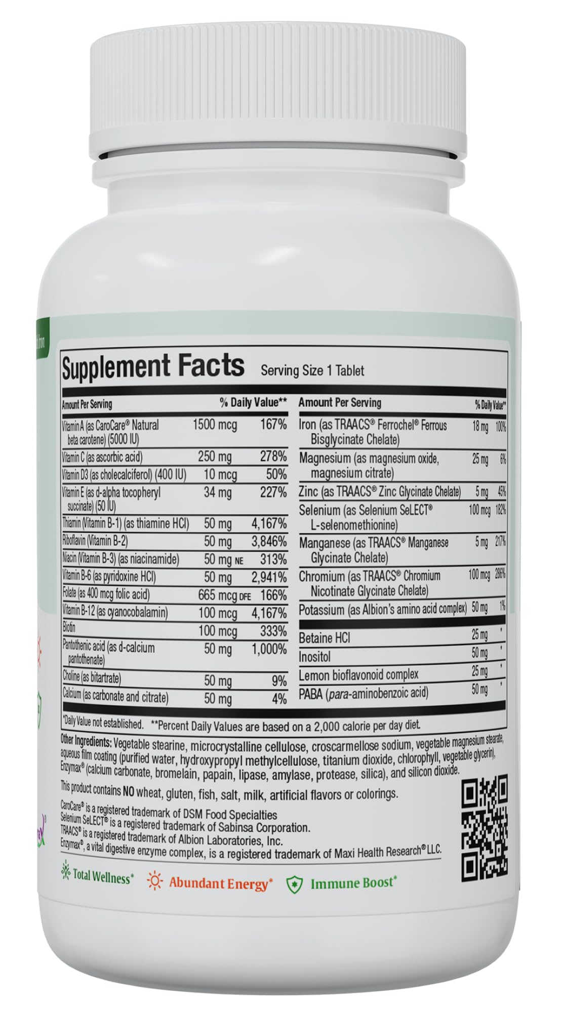 Maxi Health Multivitamin with Iron – Men & Womens Daily Multivitamins for Energy, Immune System, & Overall Wellness – Multi Vitamin with Vitamins A, B, C, D3, E, Zinc, & More – Kosher 90 Tablets
