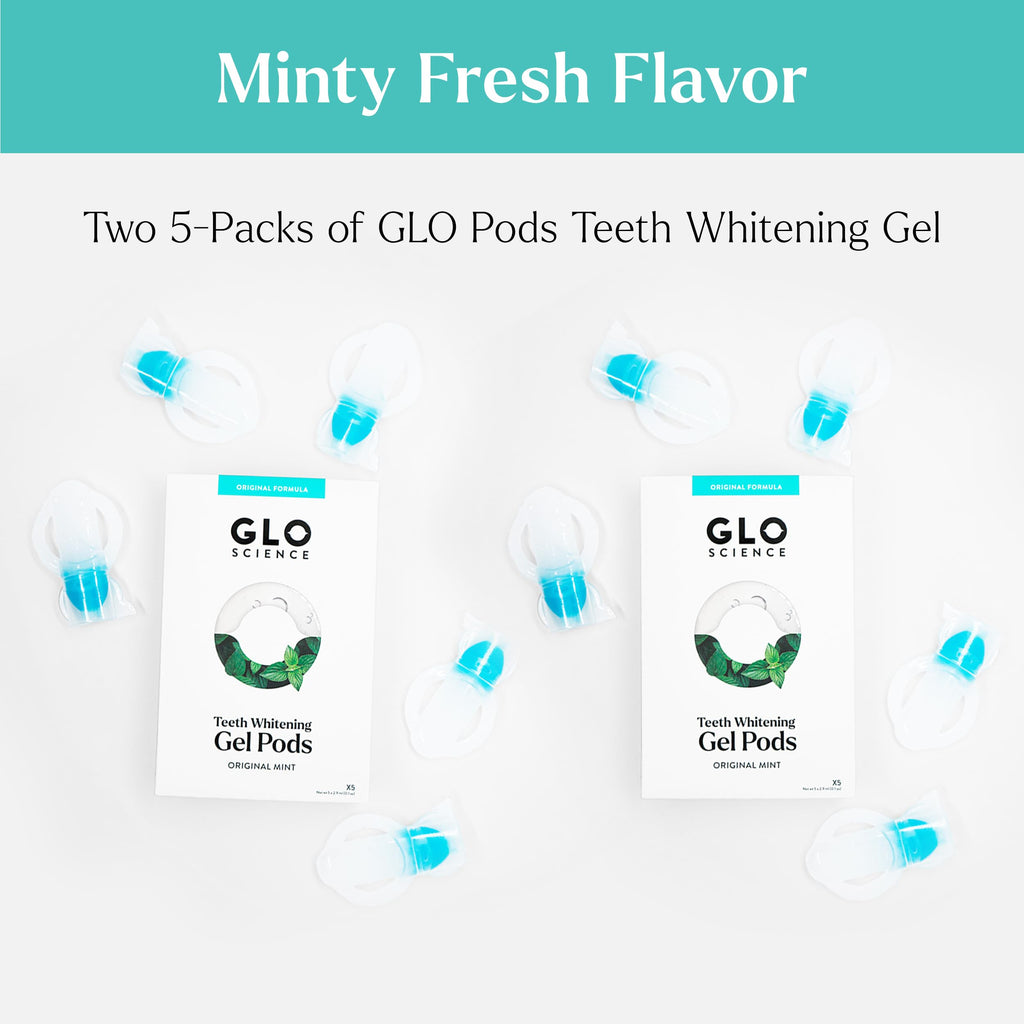 GLO Science Teeth Whitening Gel – 6% Hydrogen Peroxide – Clinically Proven, Fast & Safe for Sensitive Teeth – Includes 10 Gel Vials & 1 Lip Care