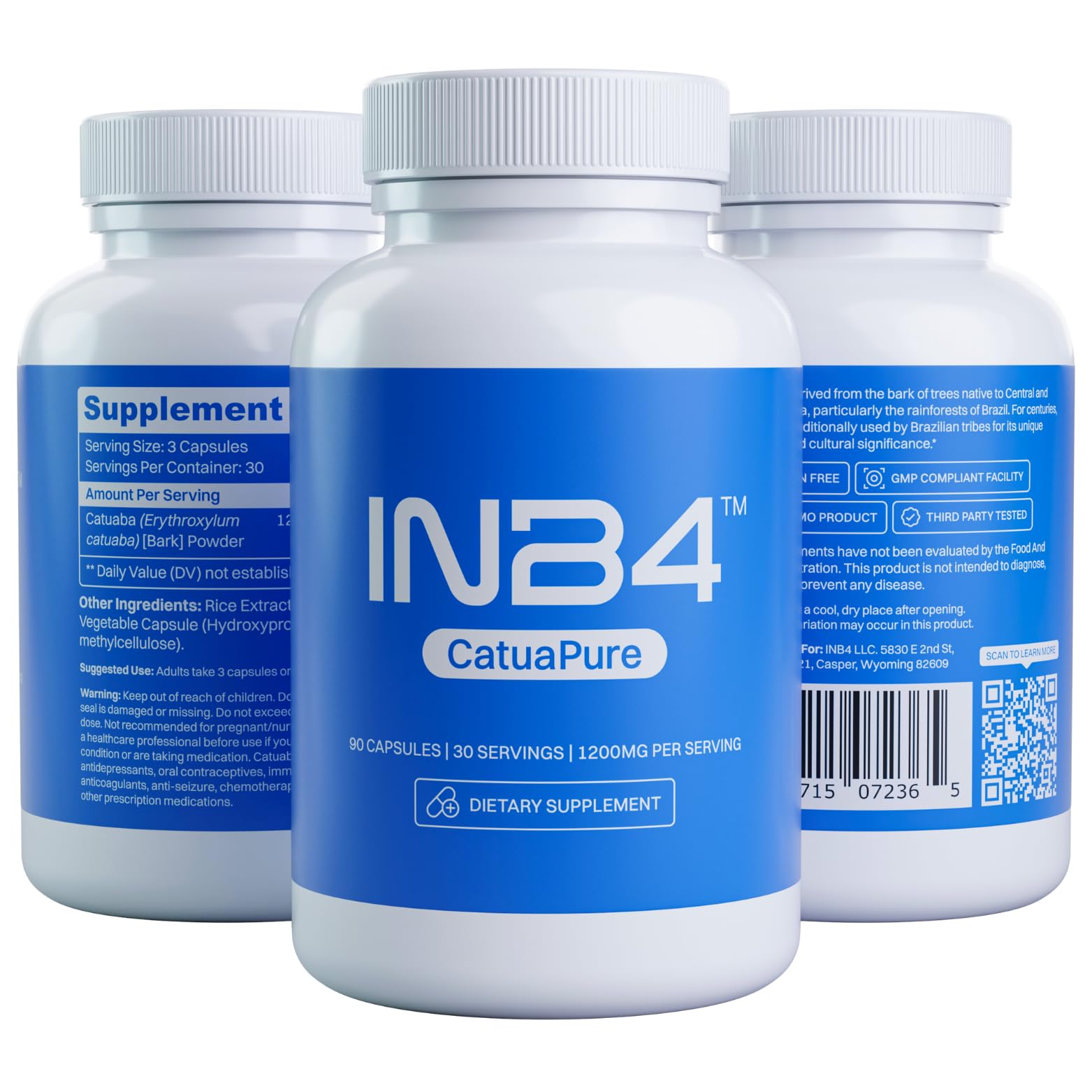 Catuaba Bark Extract (CatuaPure) | 1200mg Per Serving | 90 Capsules | Made in USA