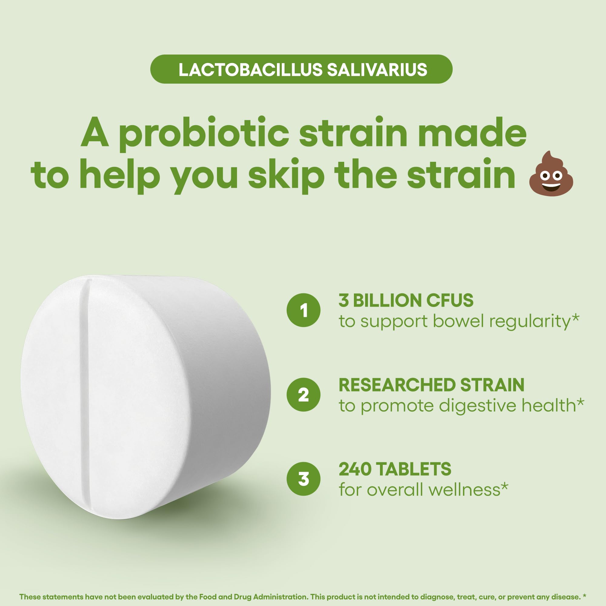 Lactobacillus Salivarius (4 Month Supply) Probiotic Supplement 240 Tablets 3 Billion CFU Probiotics for Men & Women Vegan Friendly Made in the UK (Lactobacillus Salivarius)