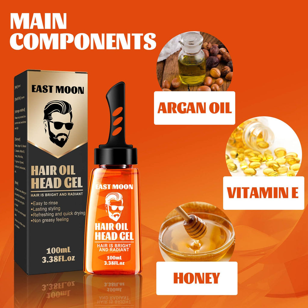 2 in 1 Hair Wax Gel with Comb, Long-Lasting Fluffy Fast Build Hair Oil Head Gel 100ml