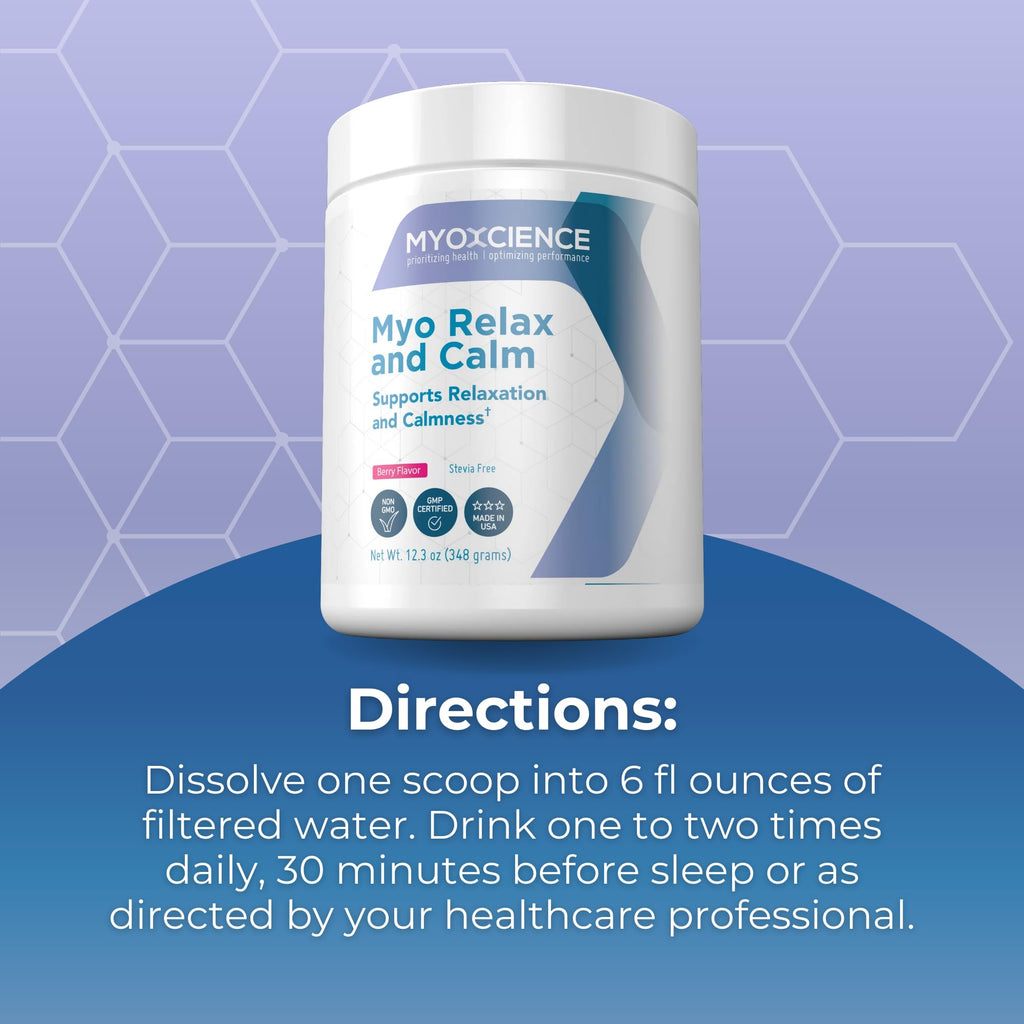 MYOXCIENCE Myo Relax & Calm | Myo-Inositol, L-Theanine, Taurine, Magnesium & GABA | Supports Sleep, Neurotransmitter & Hormone Support (Berry Flavor) (60 Servings)