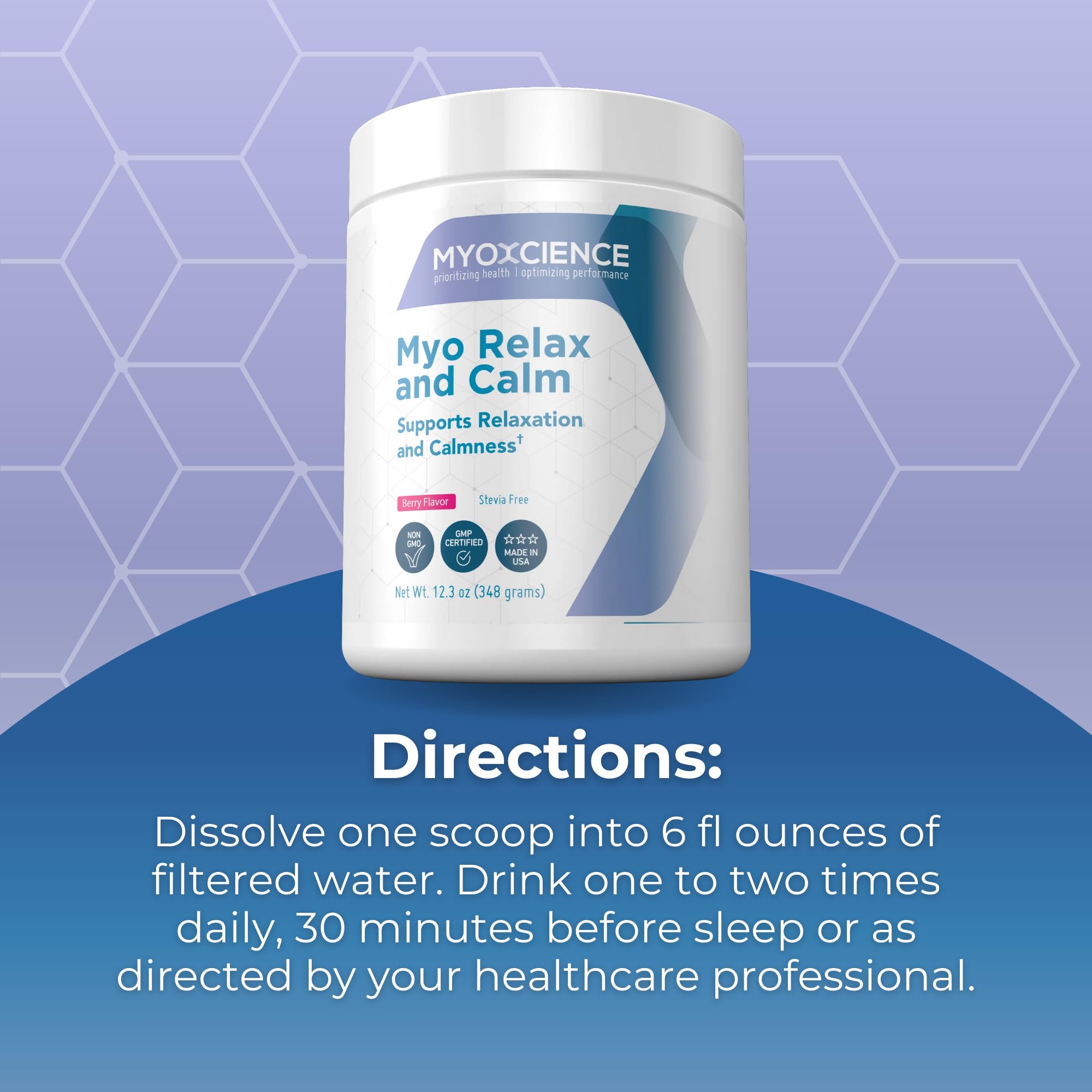 MYOXCIENCE Myo Relax & Calm | Myo-Inositol, L-Theanine, Taurine, Magnesium & GABA | Supports Sleep, Neurotransmitter & Hormone Support (Berry Flavor) (60 Servings)