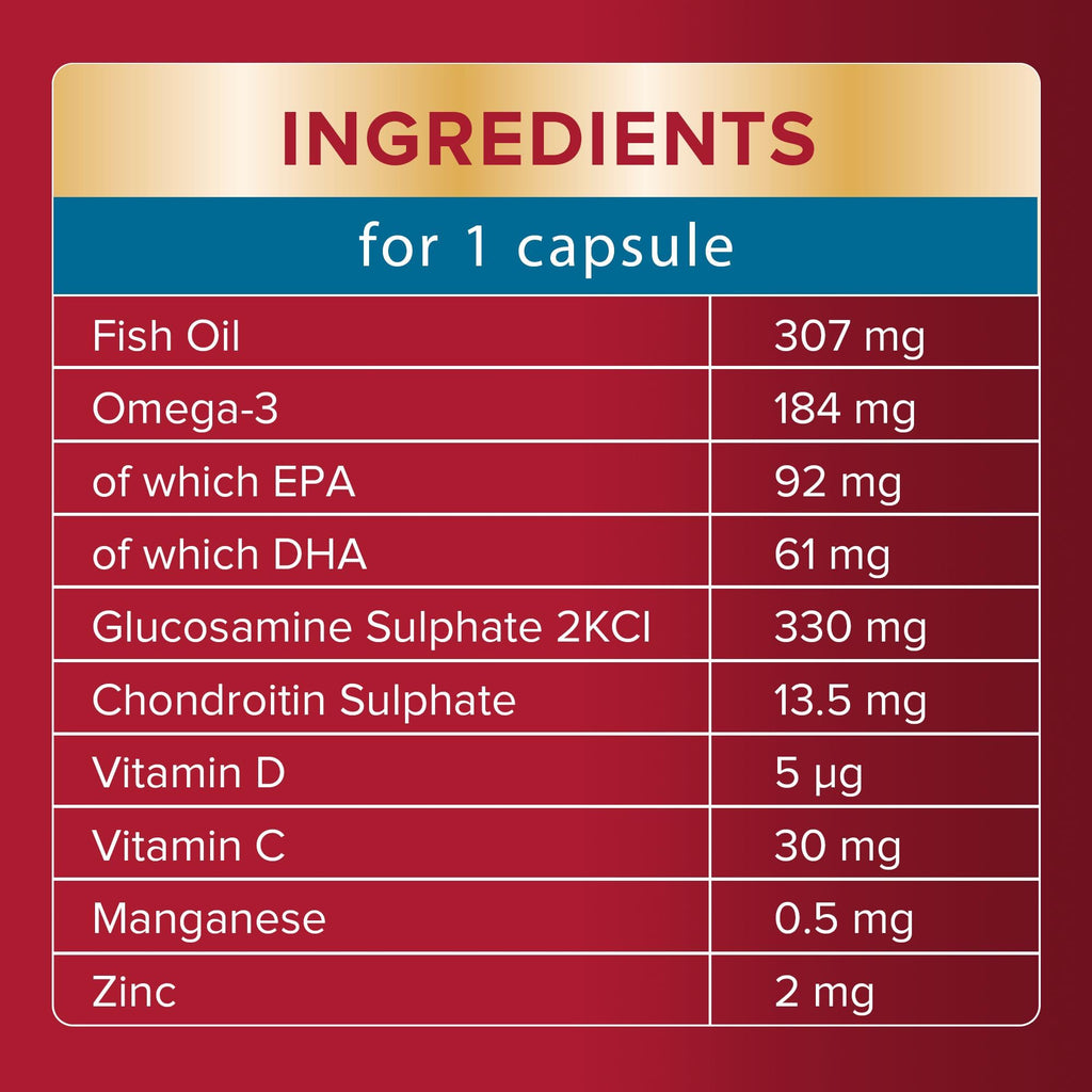 Seven Seas JointCare Essential, with Omega-3, Glucosamine, Chondroitin, Vitamins C and D, Manganese and Zinc, Food Supplements, 60-Day Pack