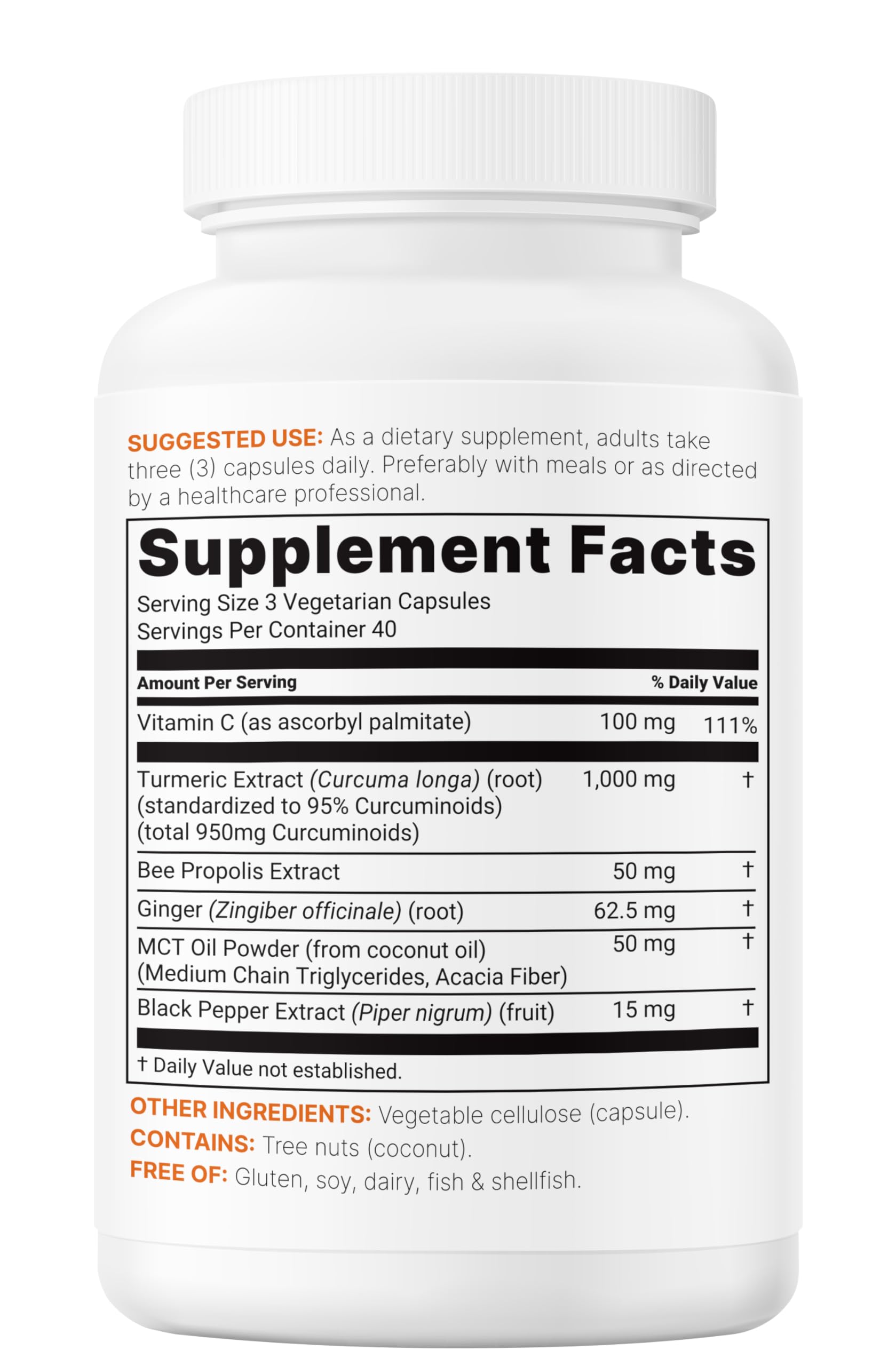 Micro Ingredients Pure Turmeric Curcumin Supplement 1,000mg – 95% Curcuminoids with Black Pepper & Ginger – High Absorption for Joint & Antioxidant Support* – Filler Free, 120 Veggie Capsules