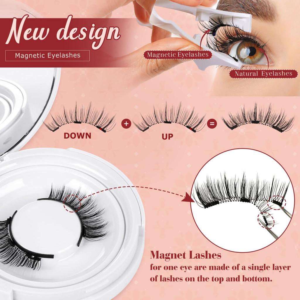 Higu clace Magnetic-Lashes with Applicator, 4 Pairs Magnetic Eyelashes No Glue or Eyeliner Needed, Easy to Wear and Remove(Style 4B)