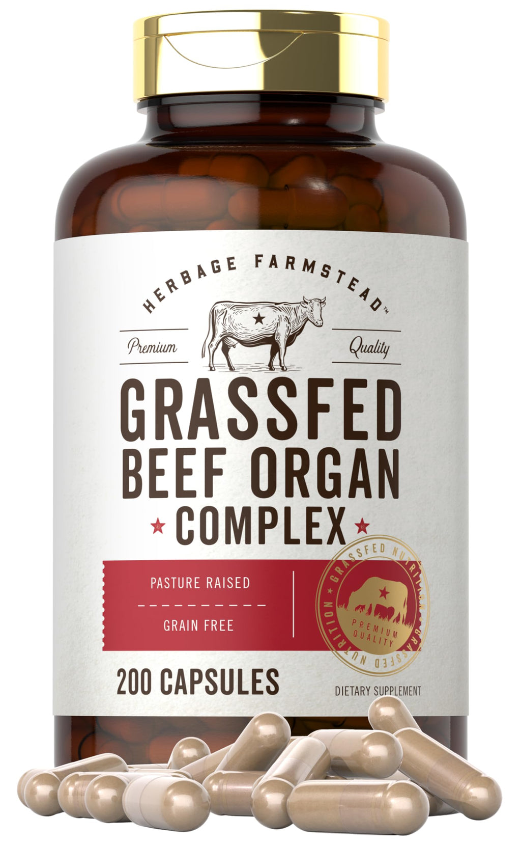 Carlyle Grass Fed Beef Organ Complex | 200 Capsules | Pasture Raised