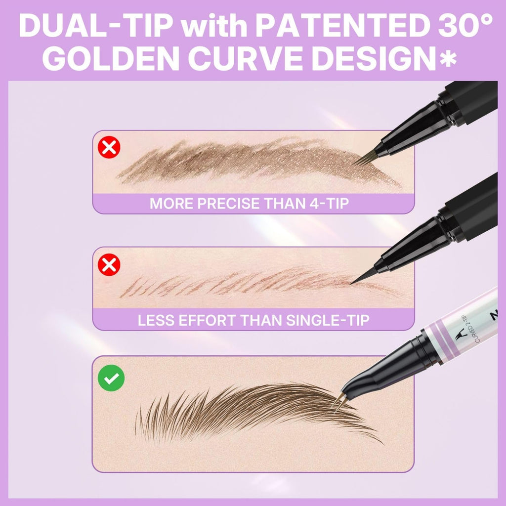 Intoo You 30° Curved Eyebrow Pencil, Magic 2 in 1 Eyebrow Pen Pro, Waterproof Eye Brow Pen with 2 Tips, Vivid Microblading Brow Pencils for Women, Last All Day Makeup (01 Light Brown)