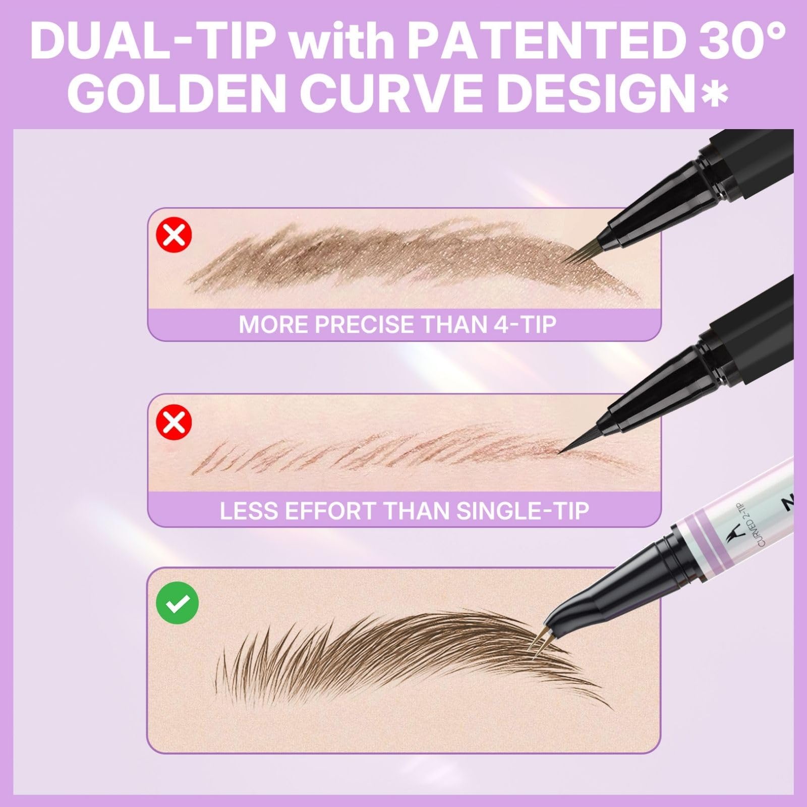 Intoo You 30° Curved Eyebrow Pencil, Magic 2 in 1 Eyebrow Pen Pro, Waterproof Eye Brow Pen with 2 Tips, Vivid Microblading Brow Pencils for Women, Last All Day Makeup (01 Light Brown)