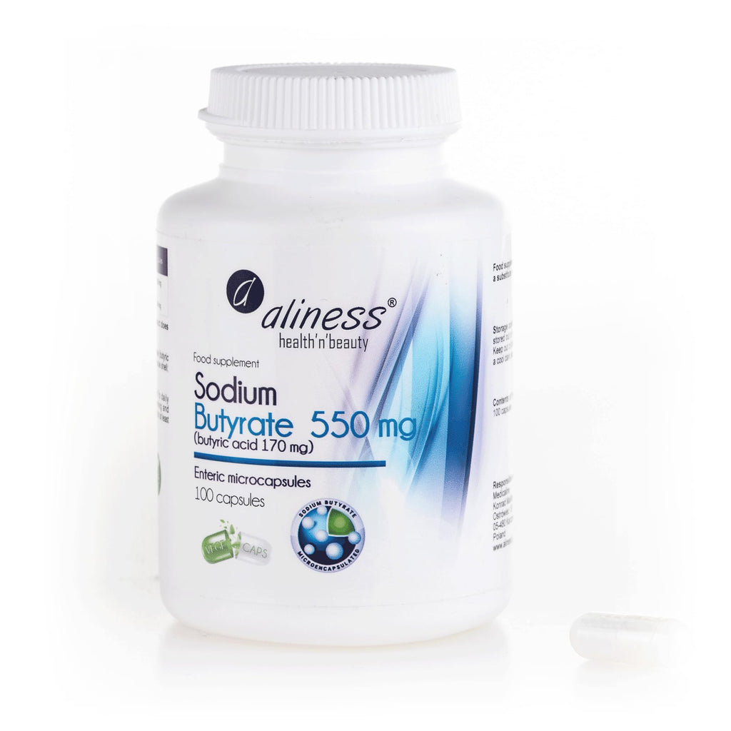 Aliness Sodium Butyrate 100 Capsules - Gut Health Supplements with Microcapsule Technology - IBS Relief Supplement for Men & Women - (Butyric Acid)