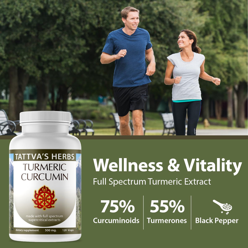 Tattva's Herbs Turmeric Curcumin 2-Pack (240 Capsules Total, 500mg) | Premium Supercritical CO2 Extract with Black Peppe
