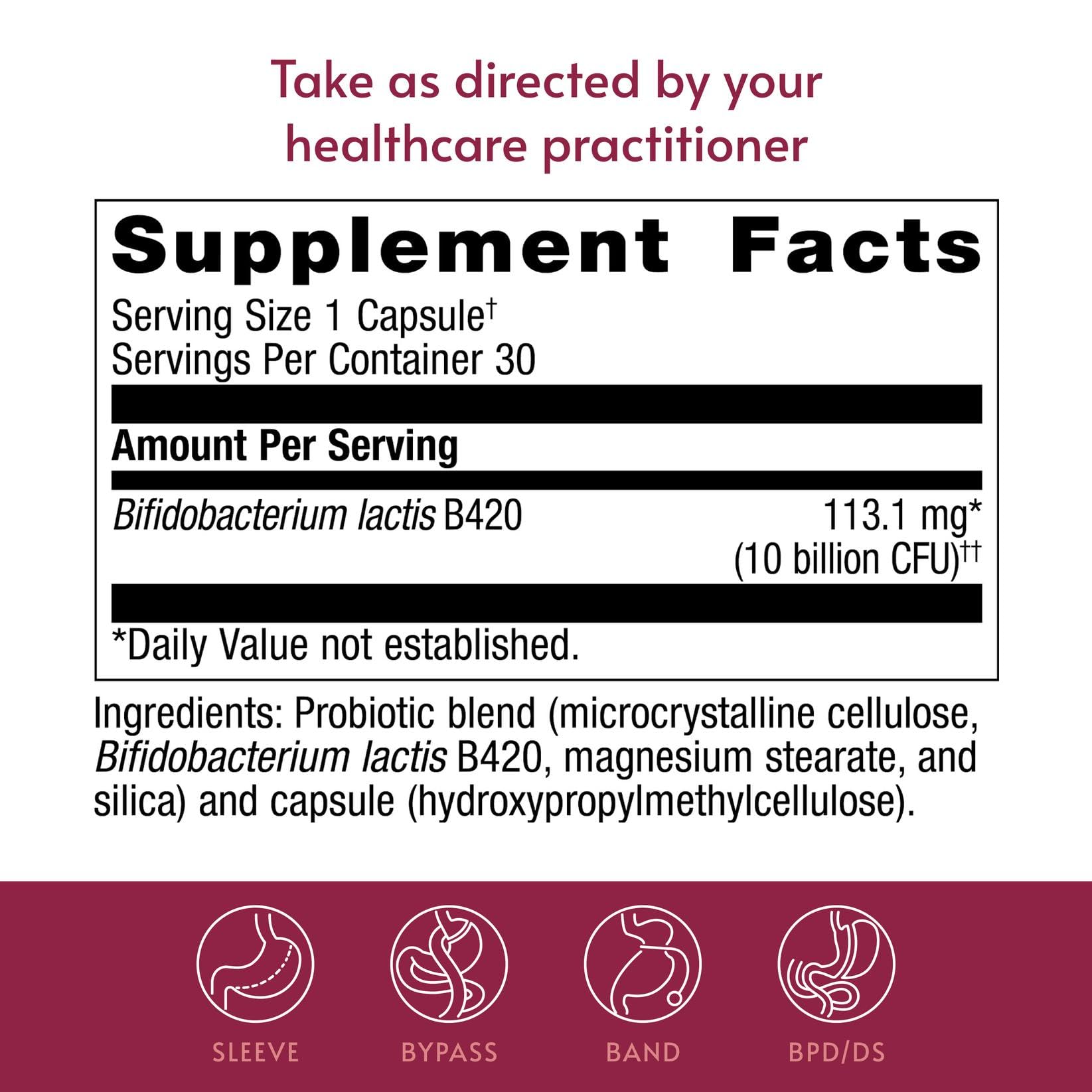 Bariatric Advantage FloraVantage Control - Probiotic Health for Bariatric Patients - Probiotic for Gut Health - Vegetarian & Non-GMO - 30 Count