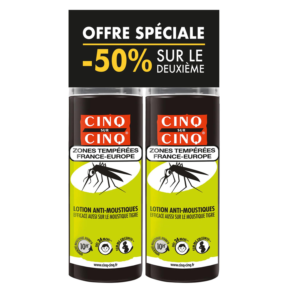 Cinq sur Cinq Temperate Areas Anti-Mosquitoes Lotion Batch of 2 x 100ml