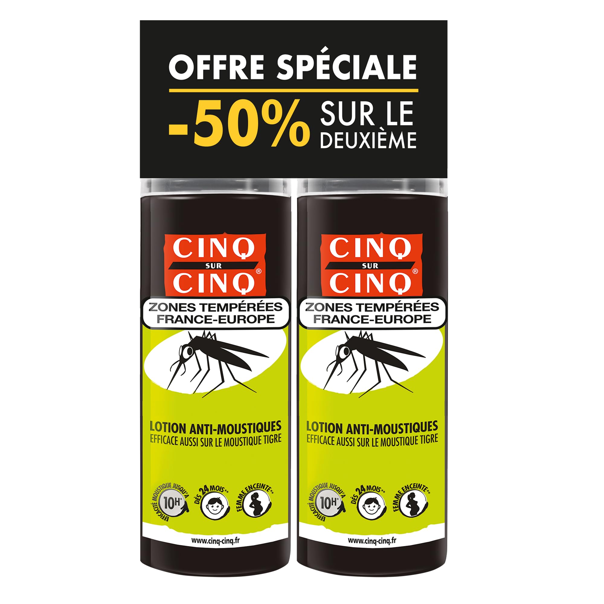 Cinq sur Cinq Temperate Areas Anti-Mosquitoes Lotion Batch of 2 x 100ml