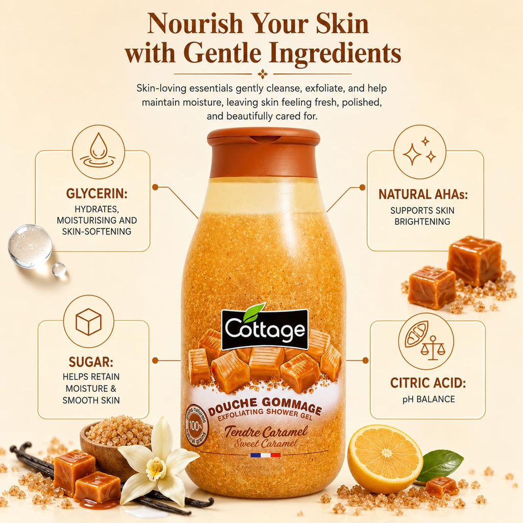 Cottage Douche Gommage Tendre Caramel Grains Exfoliants 100% Naturels 1 Unité