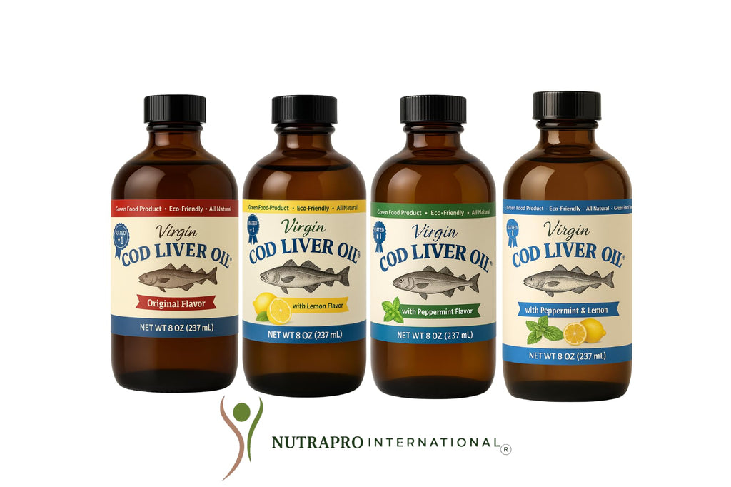 Virgin Cod Liver Oil - 8 Fl oz Natural, Sustainably sourced, Wild Caught & Fresh Tasting. High in Vitamin D, Omega 3 DHA/EPA (Lemon and Peppermint Flavored)