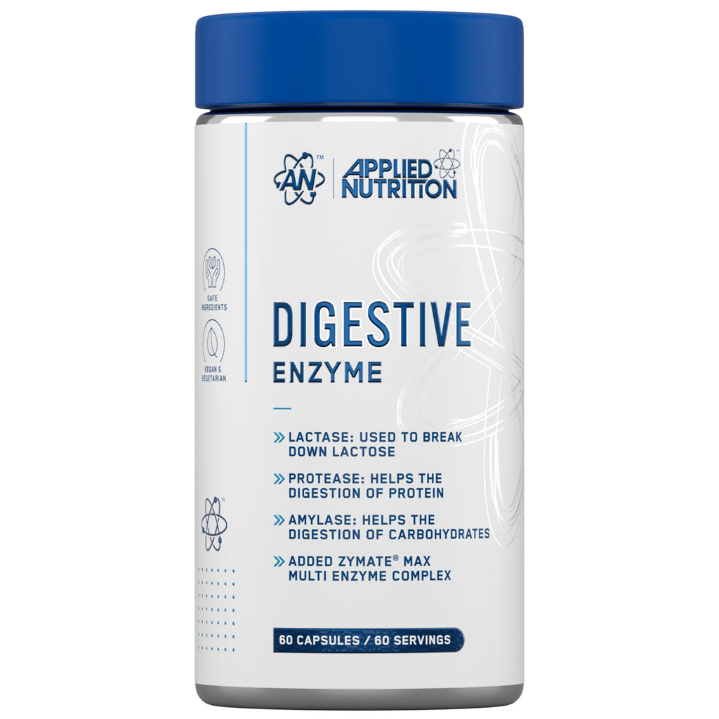 Applied Nutrition Digestive Enzyme - Vegan Digestive Enzymes Capsules, with Lactase, Protease, Amylase, Aids Digestion of Carbohydrates, Lactose, Proteins, Fats, for Flatulence Control (60 Servings)